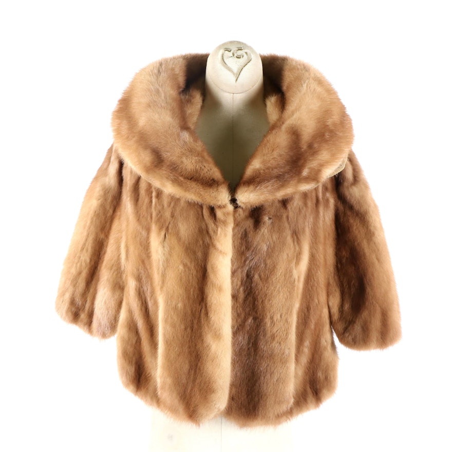 Women's Vintage Maas Brothers of Florida Hooded Mink Fur Capelet
