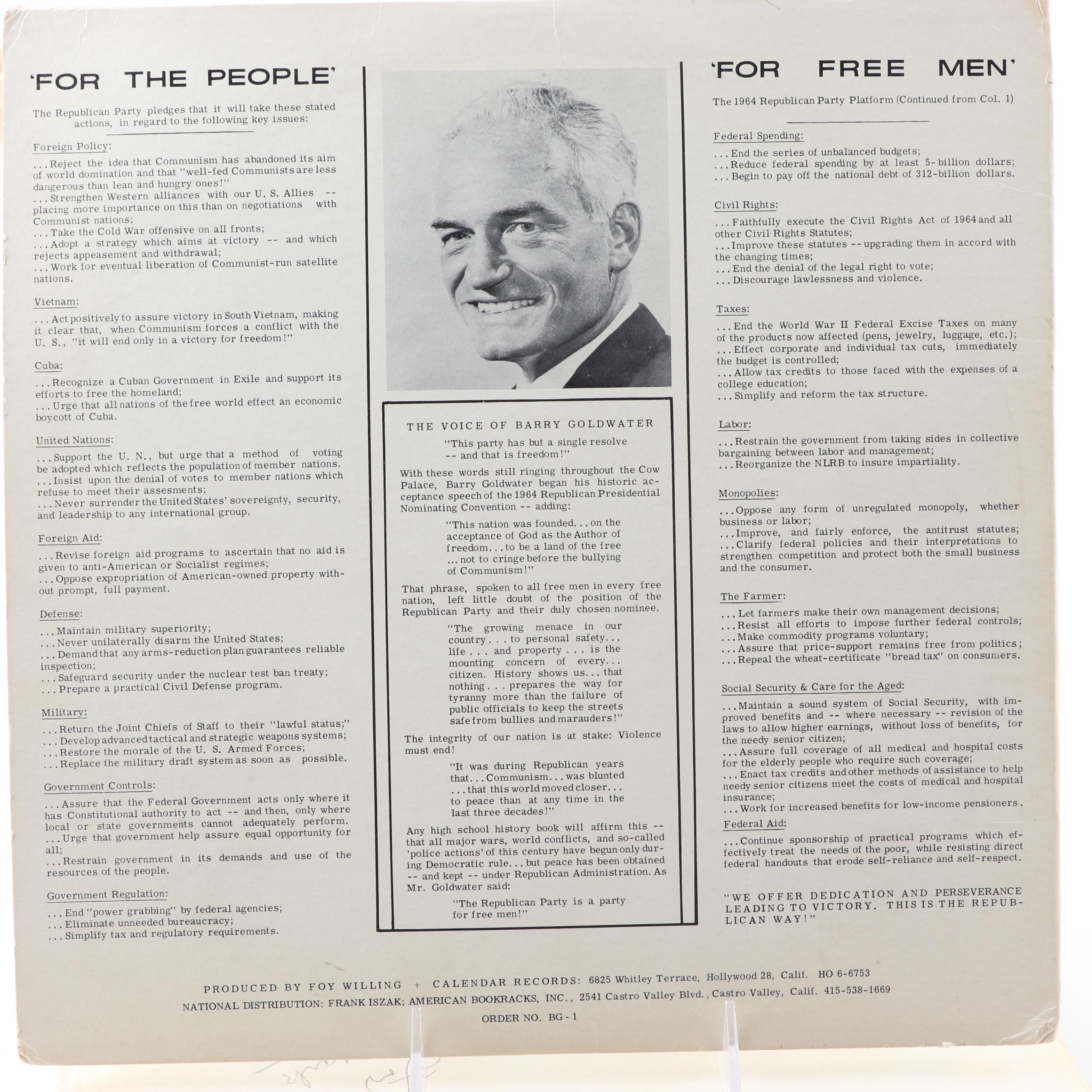 Republican Party Vinyl Records Including Barry Goldwater