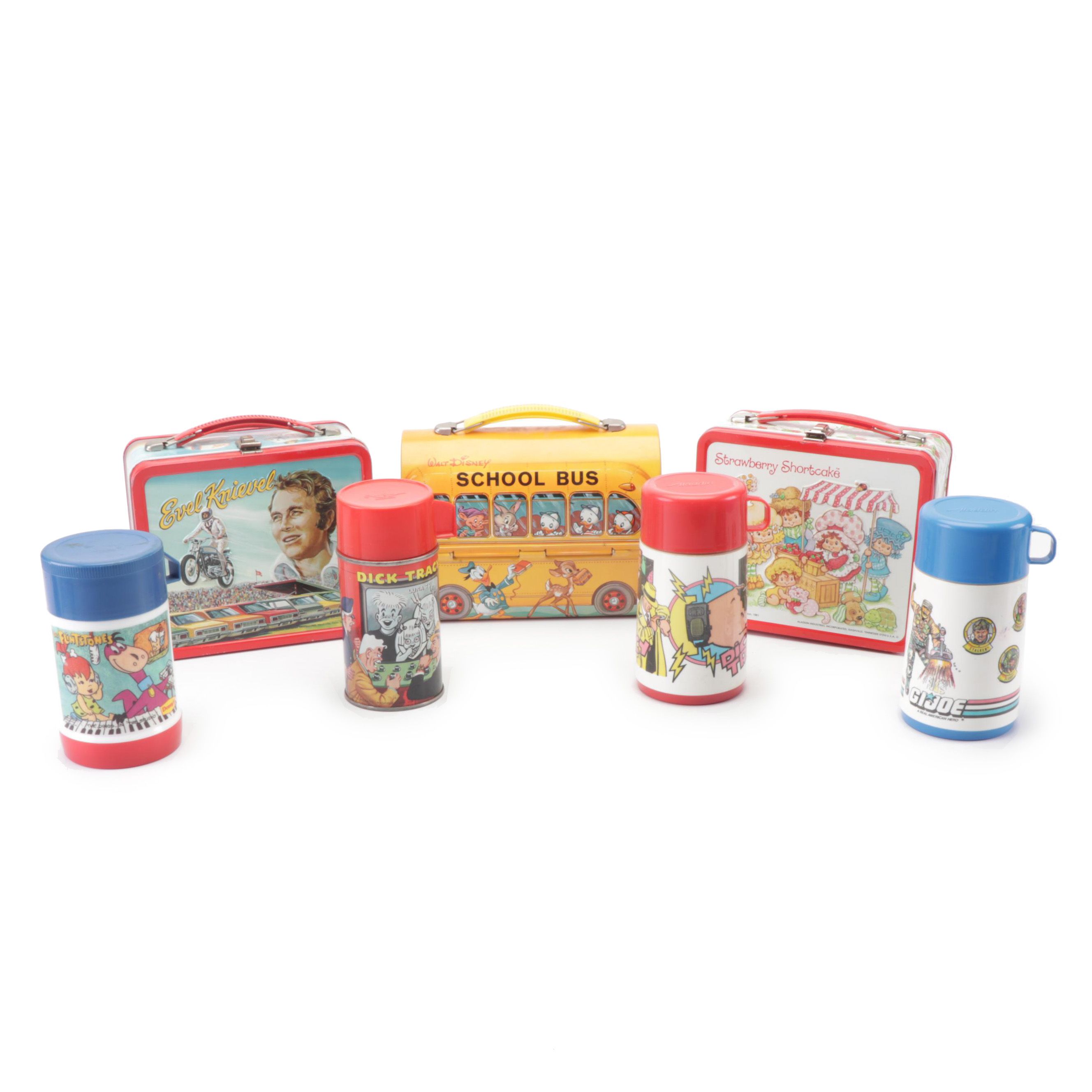 Evel Knievel, Dick Tracy, G.I. Joe and Other Lunch Boxes and Thermoses
