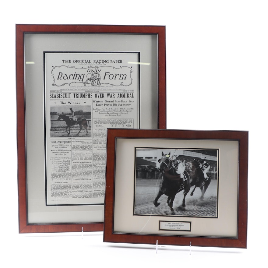 Photograph of Sea Biscuit "The Match Race" and "Daily Racing Form"