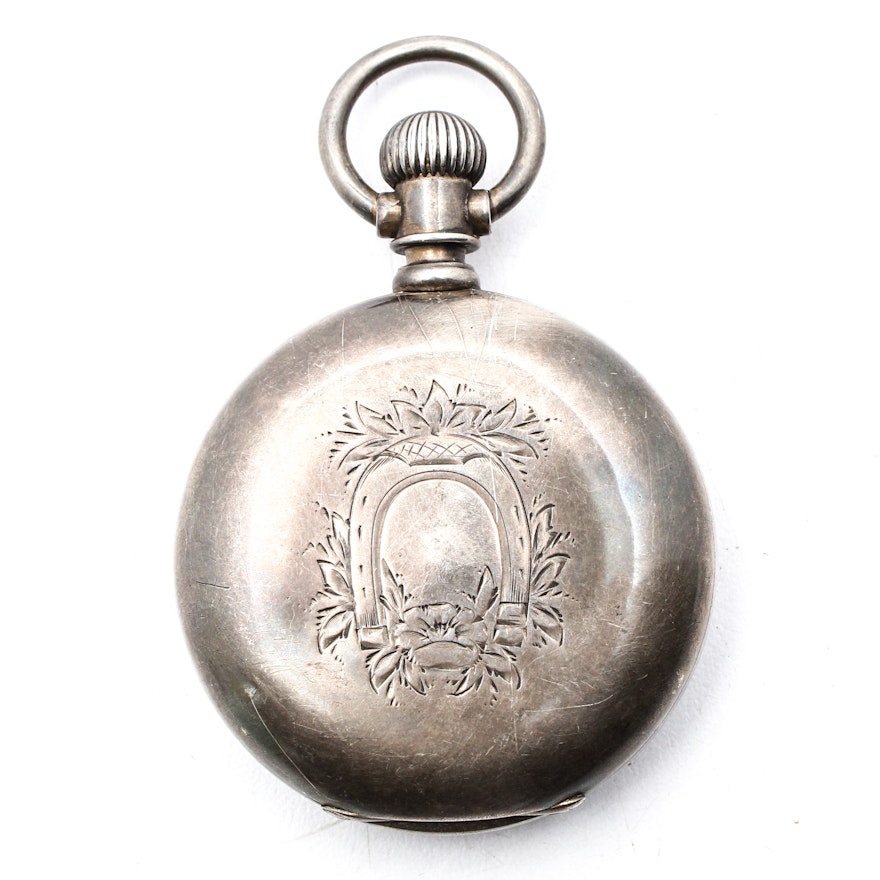 American Waltham 1880 Sterling Silver Pocket Watch