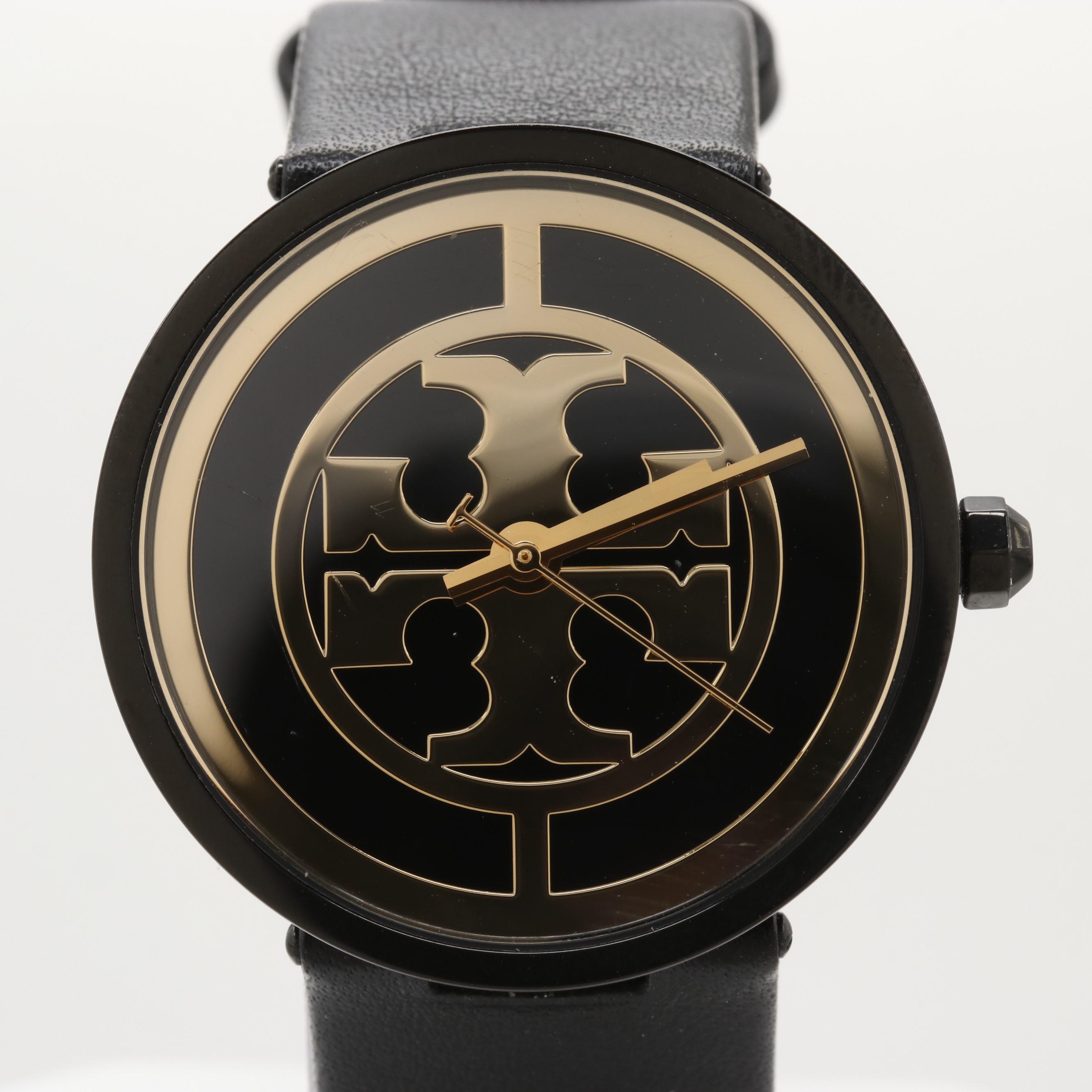 Tory Burch "Reva" Stainless Steel and Black Ion Plated Quartz Watch