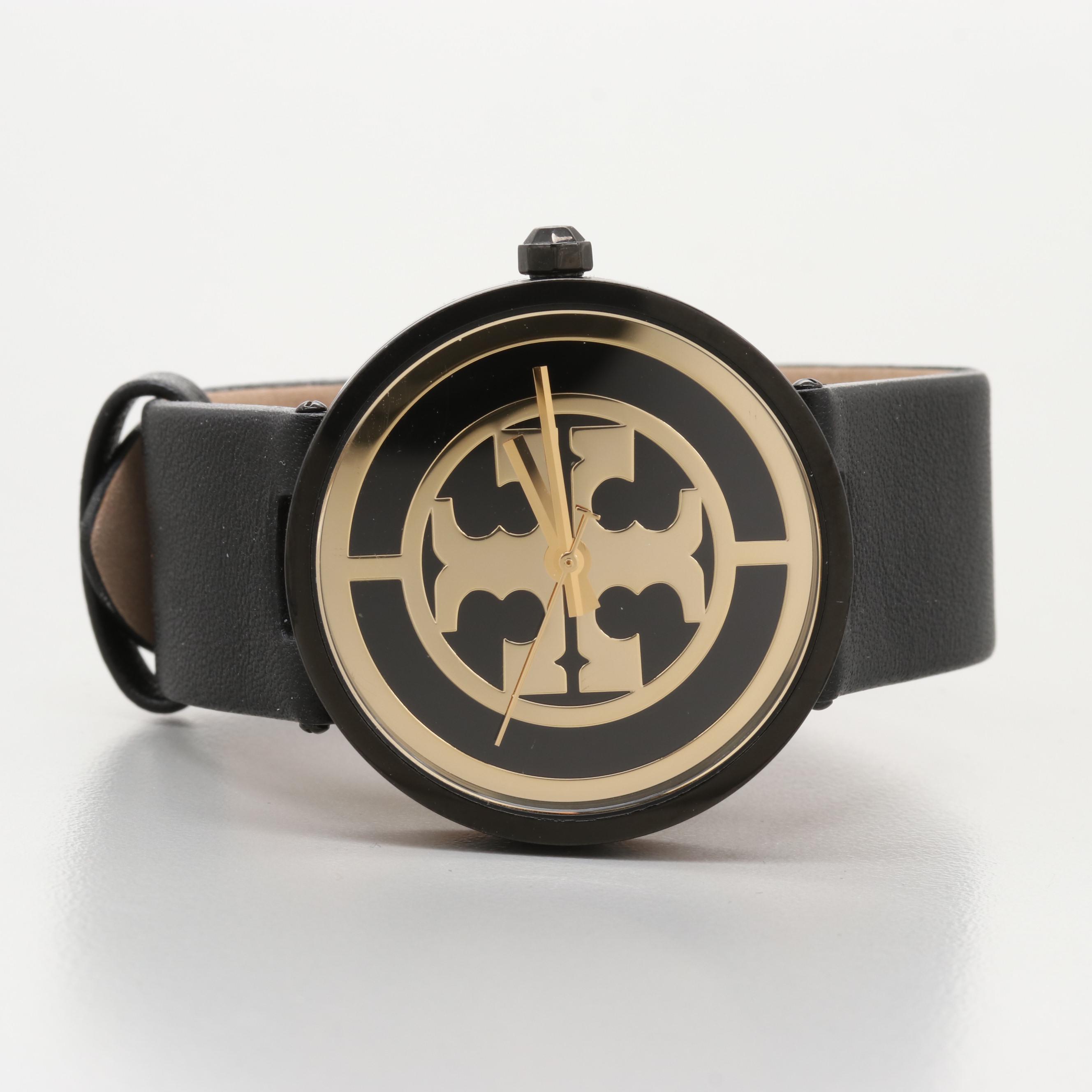 Tory Burch "Reva" Stainless Steel and Black Ion Plated Quartz Watch