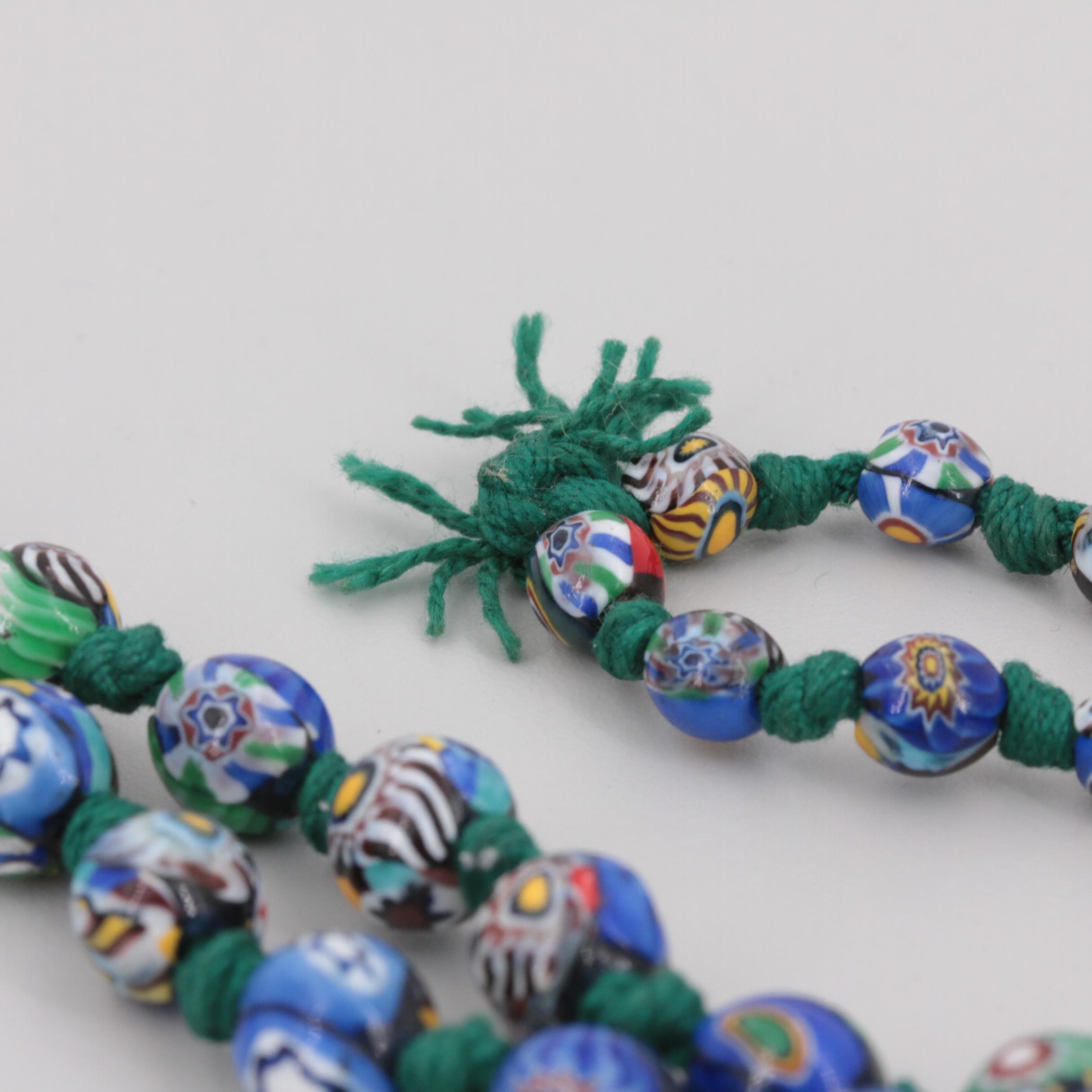 Vintage Millefiori Art Glass Bead Necklaces