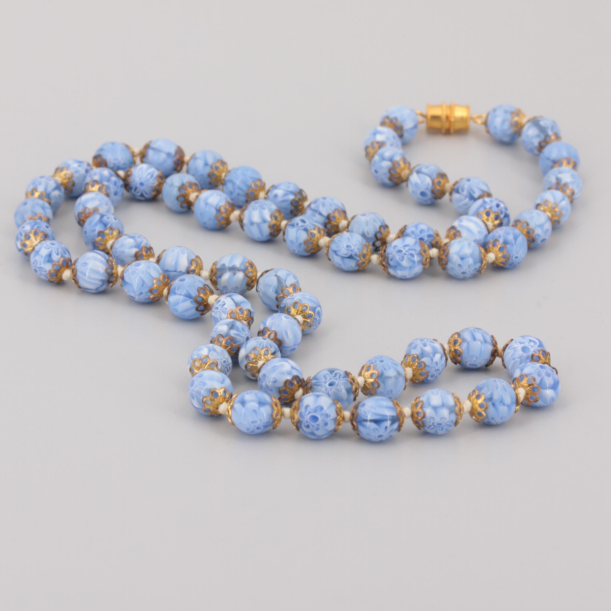 Vintage Millefiori Art Glass Bead Necklaces