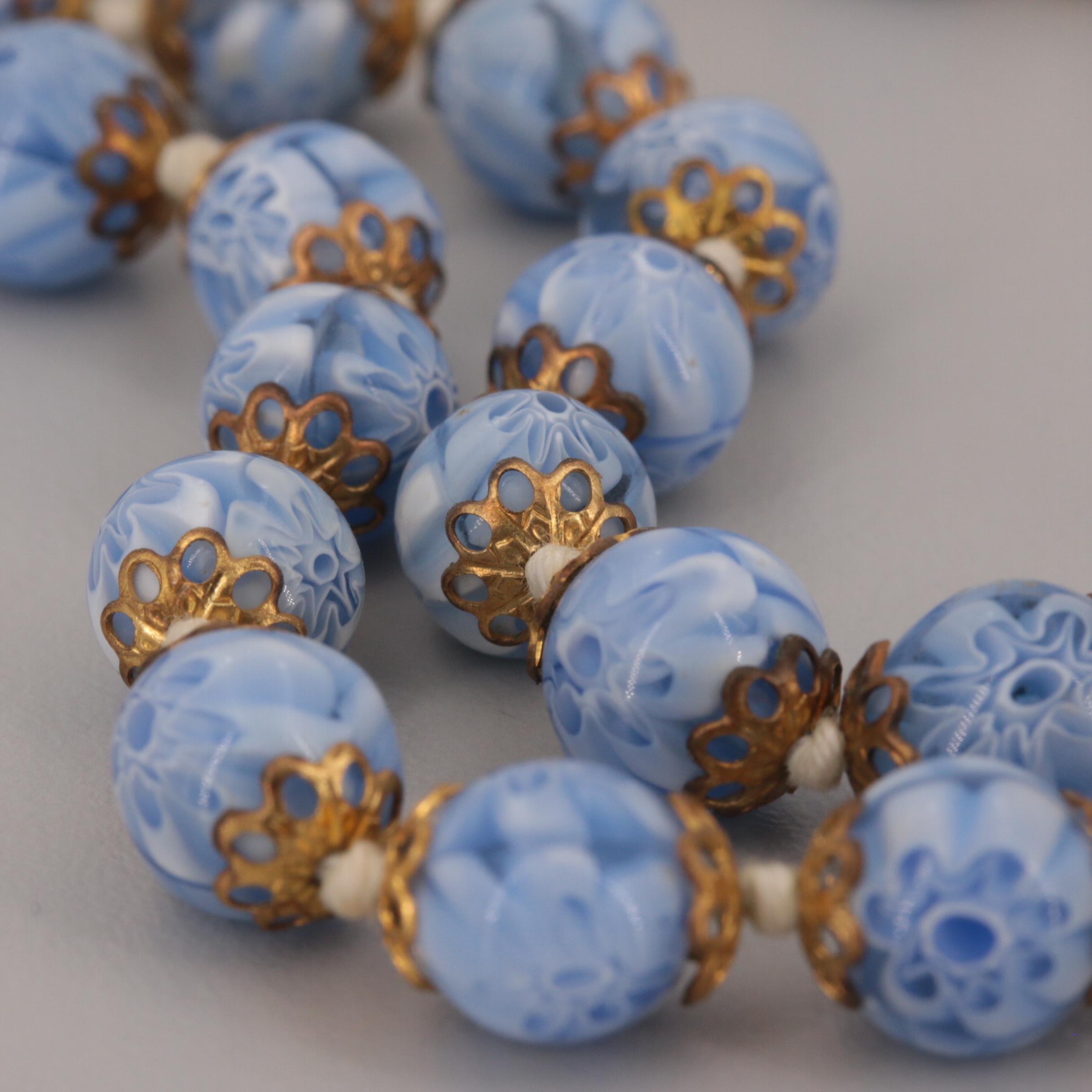 Vintage Millefiori Art Glass Bead Necklaces