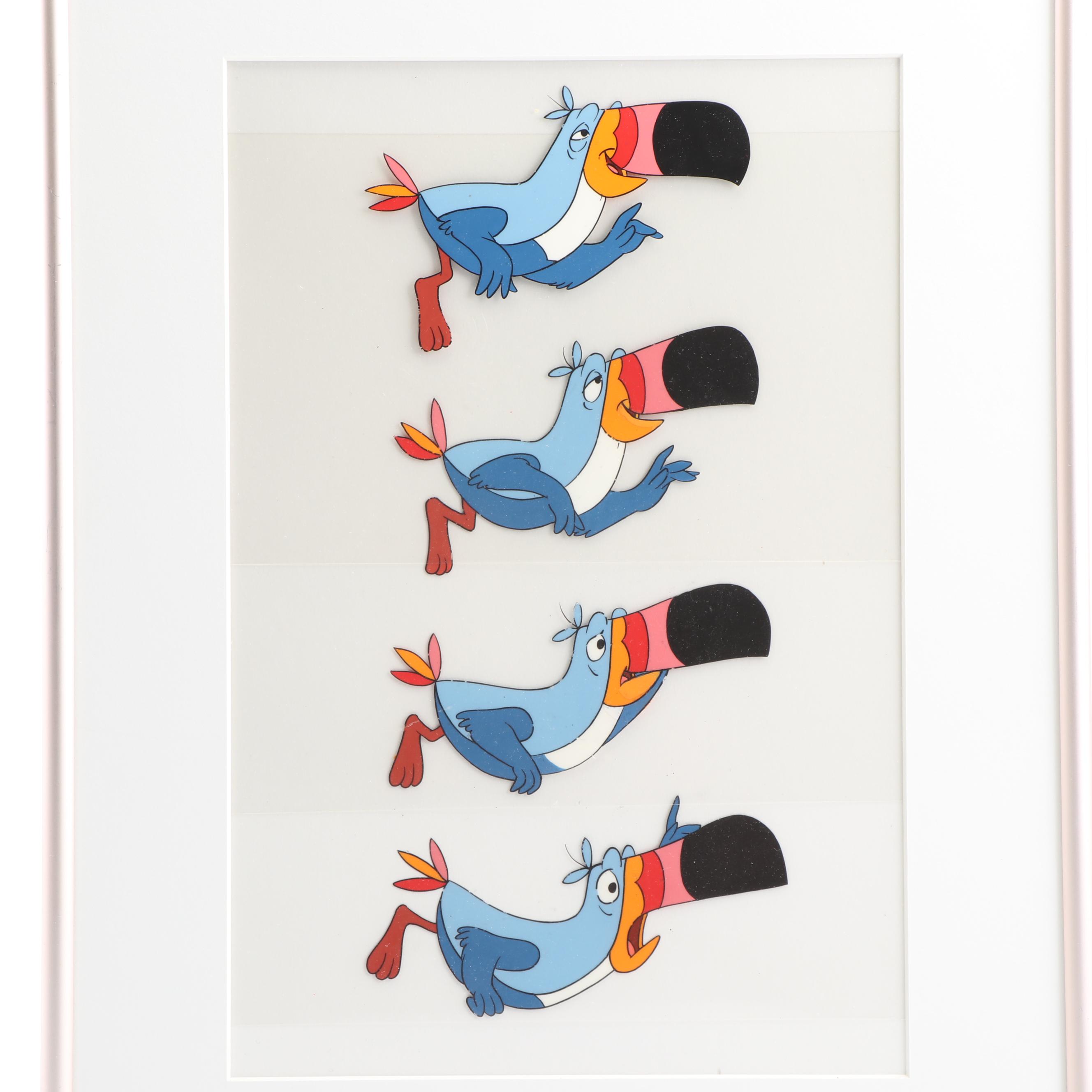 Four Kellogg's Fruit Loops Toucan Sam 1980s Animation Cels