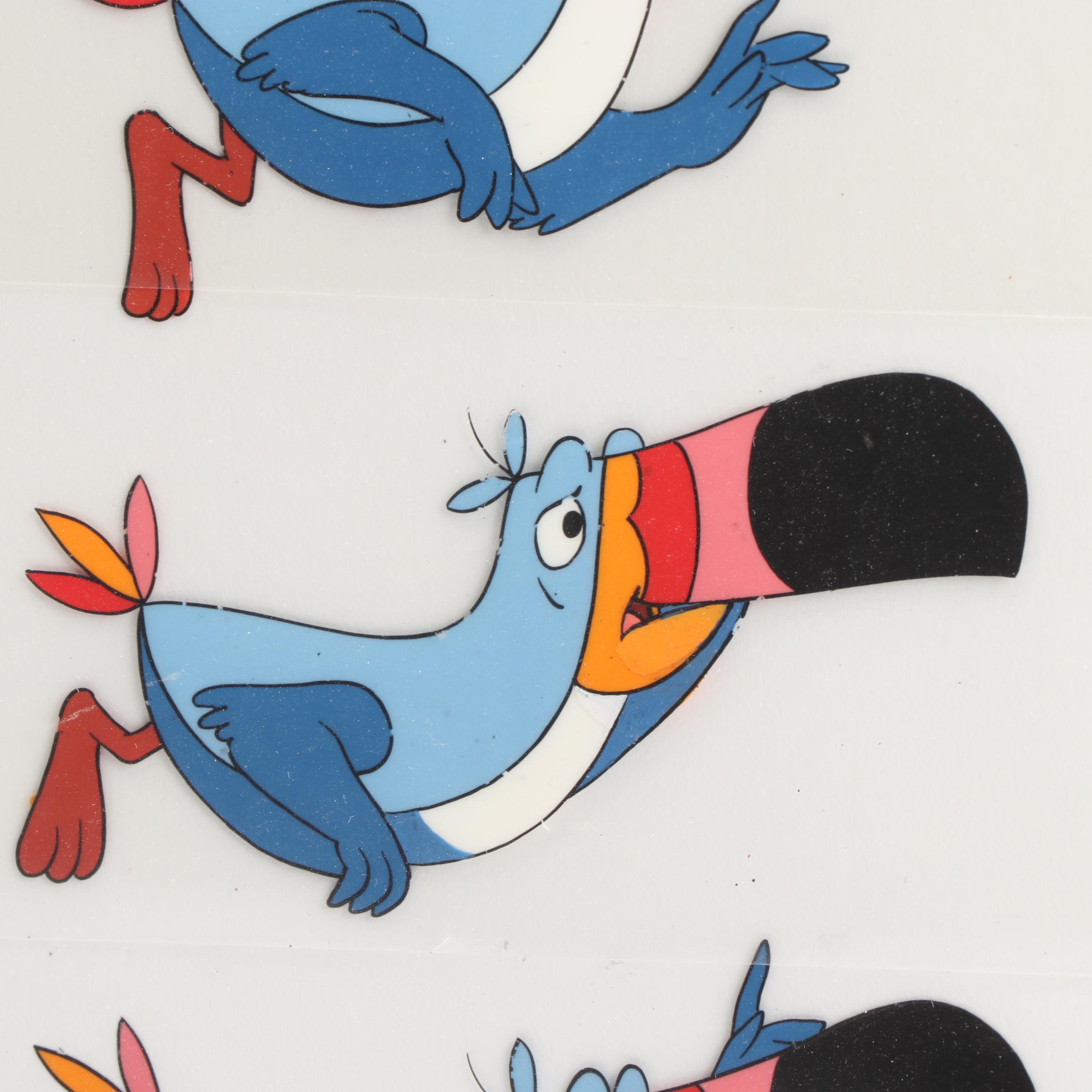 Four Kellogg's Fruit Loops Toucan Sam 1980s Animation Cels