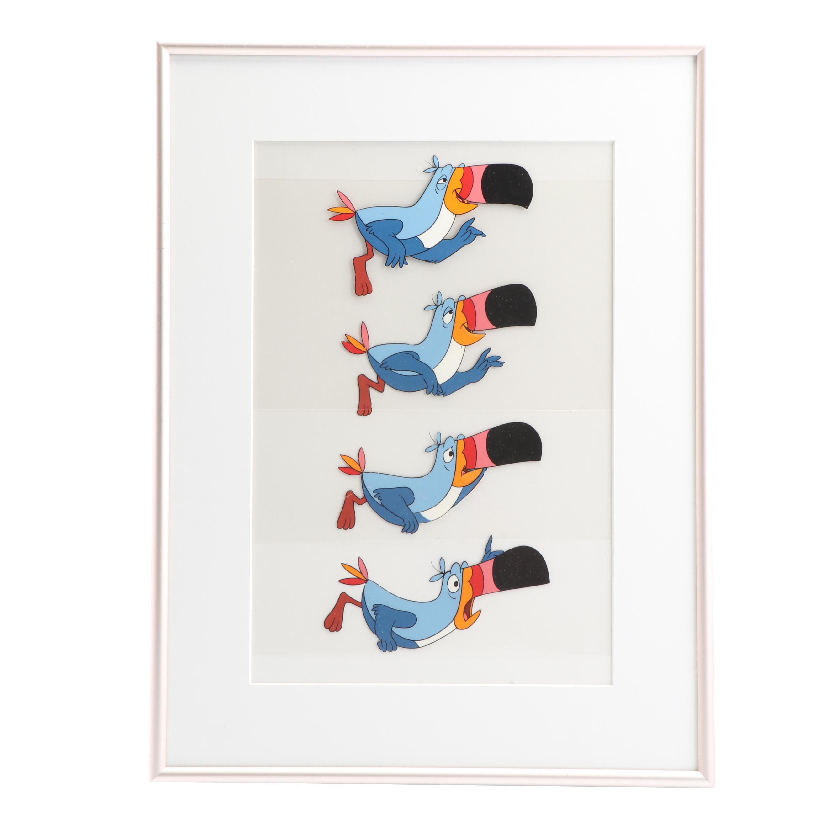Four Kellogg's Fruit Loops Toucan Sam 1980s Animation Cels
