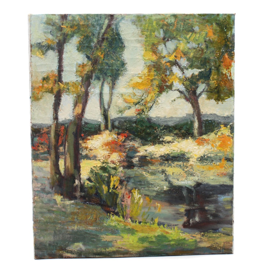 Leah Frandzel Oil Landscape Painting of Pond