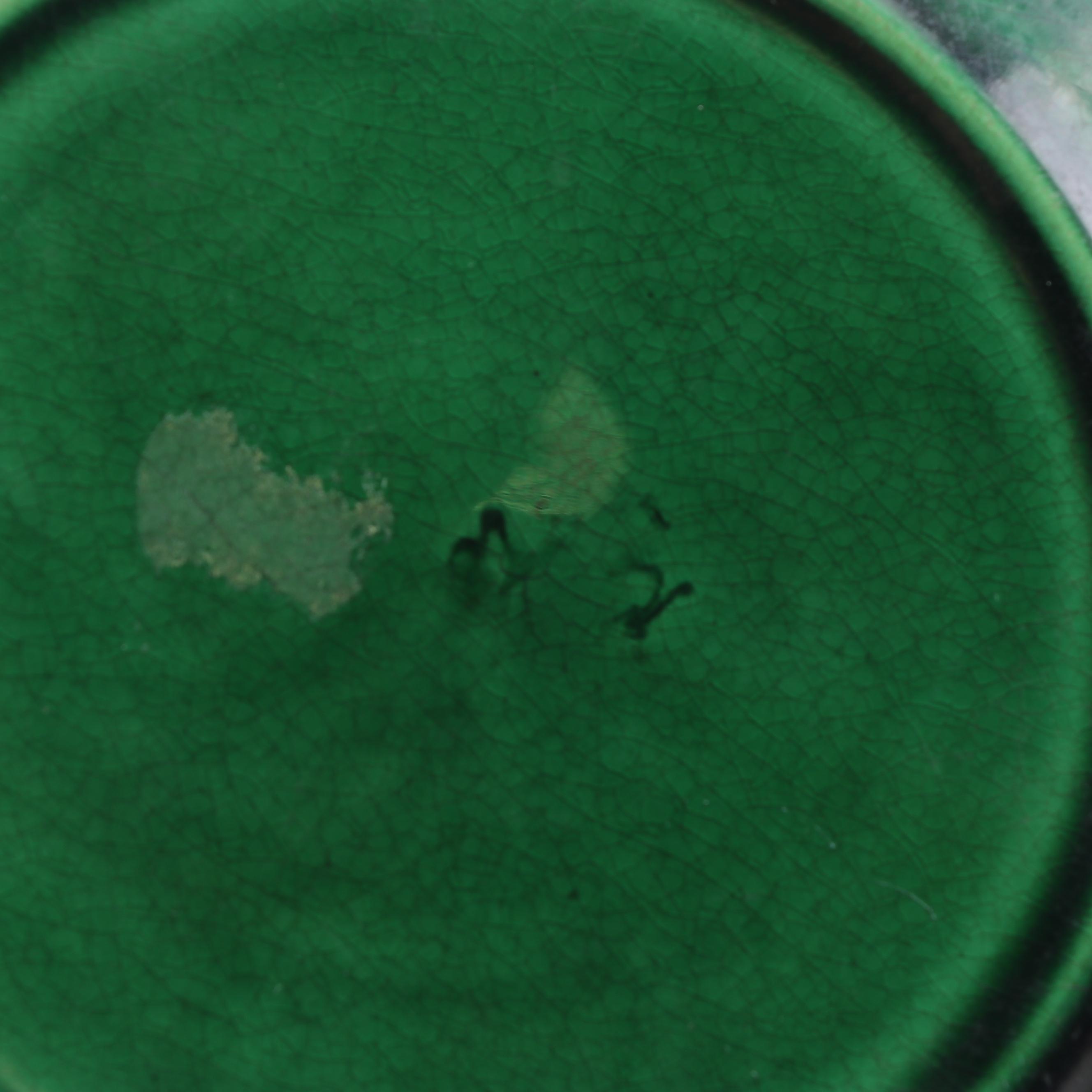 Green Leaf Motif Majolica Salad Plates featuring Clairefontaine