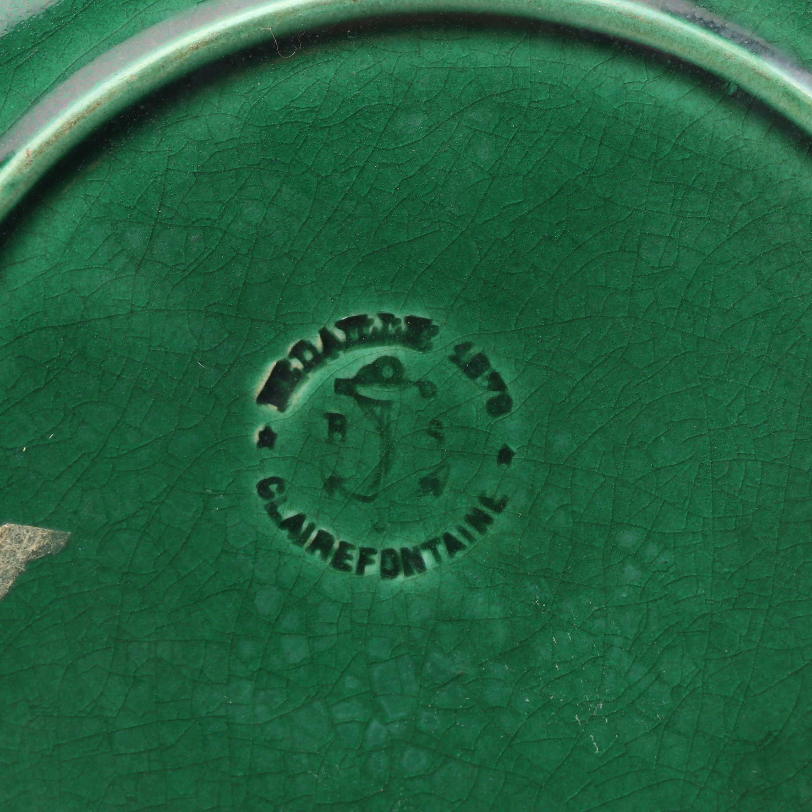 Green Leaf Motif Majolica Salad Plates featuring Clairefontaine