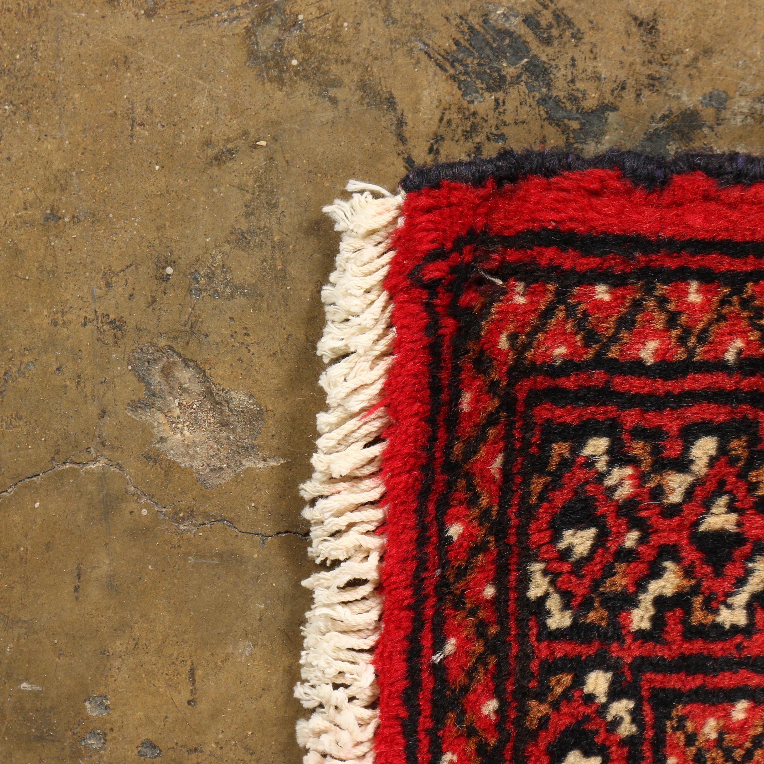 Hand-Knotted Persian Bokhara Wool Rug