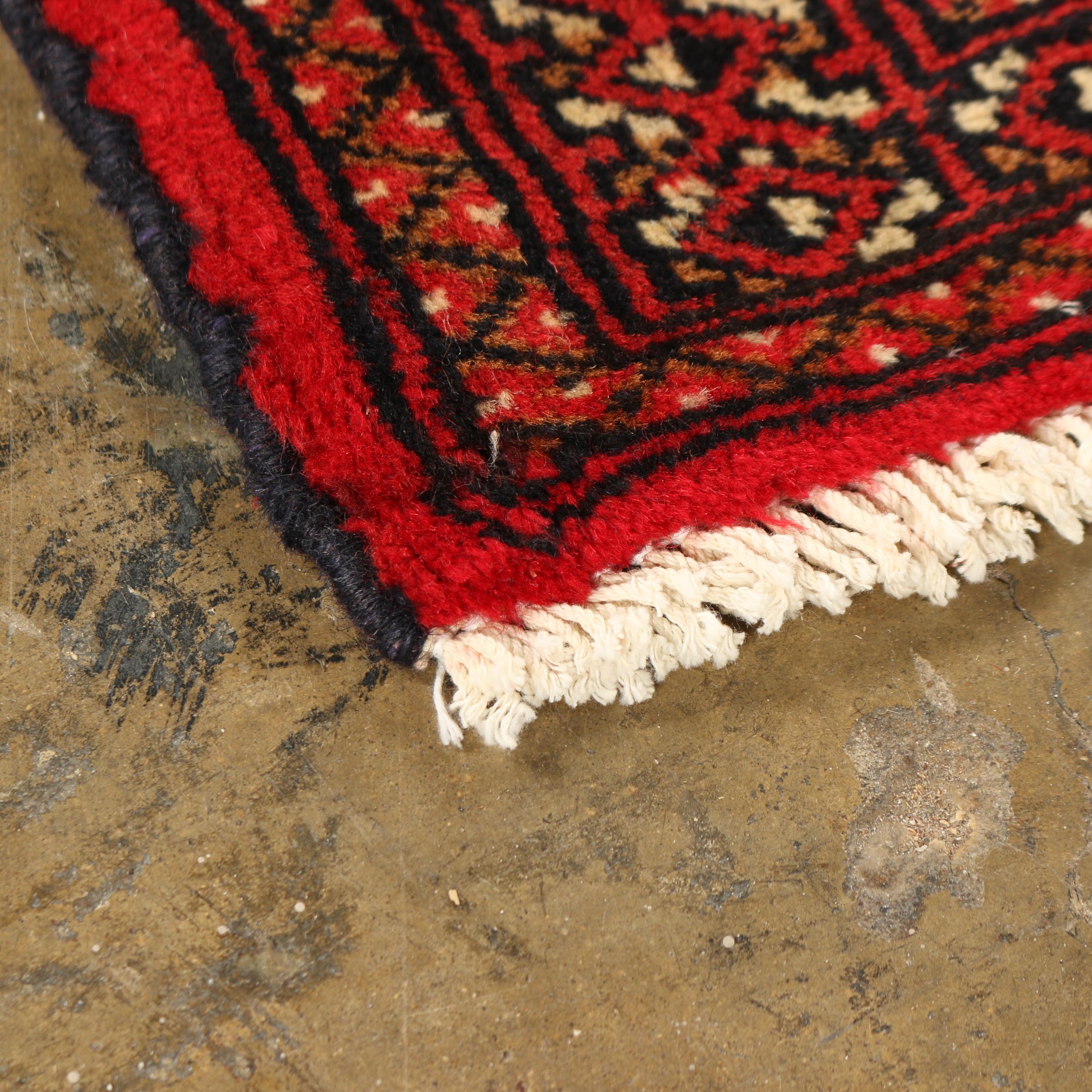 Hand-Knotted Persian Bokhara Wool Rug