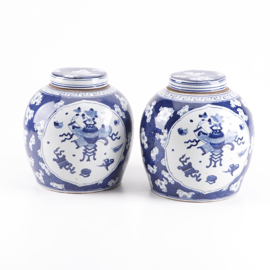 Chinese Blue and White Ceramic Ginger Jars