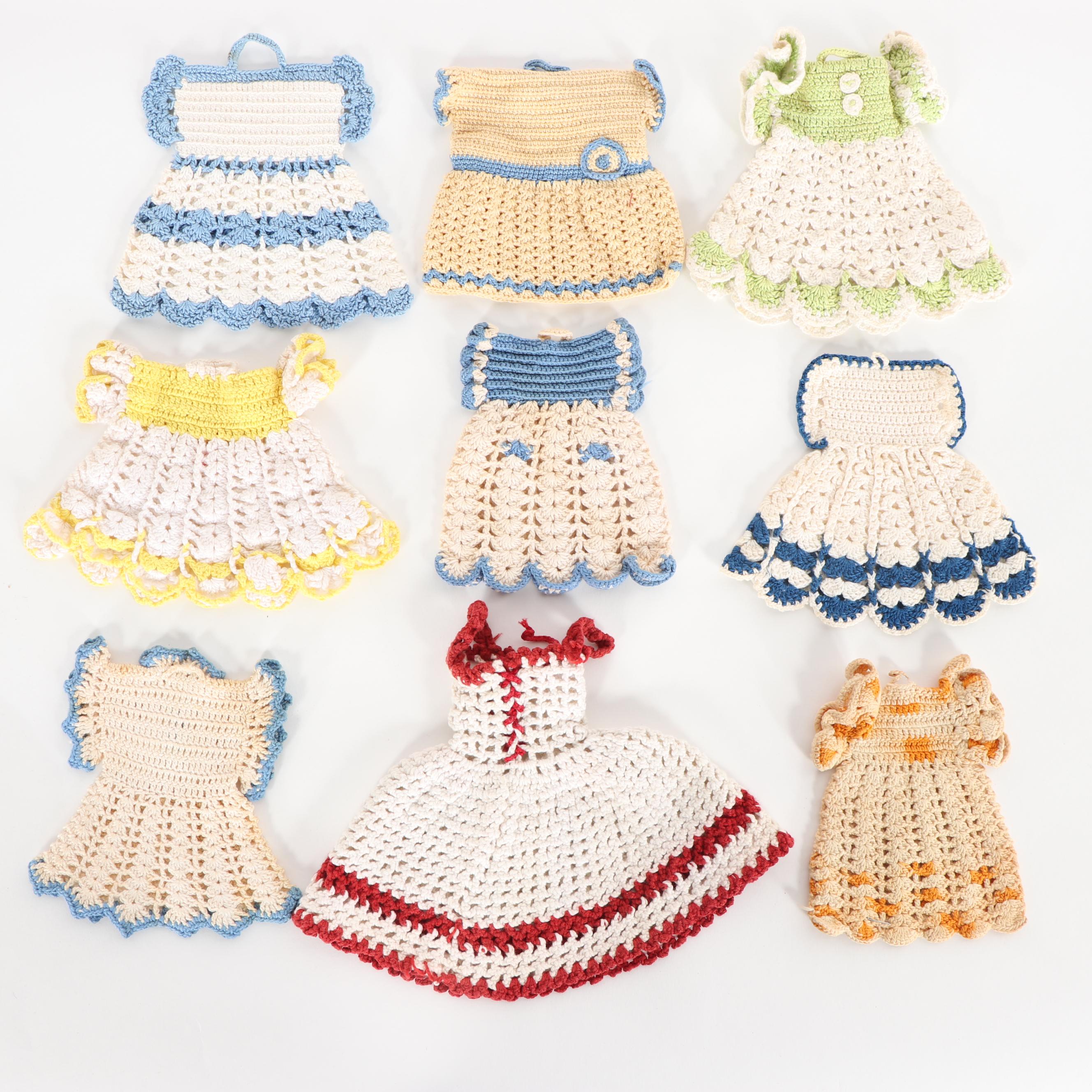 Handmade Crochet Doilies with Doll Clothes and Purses
