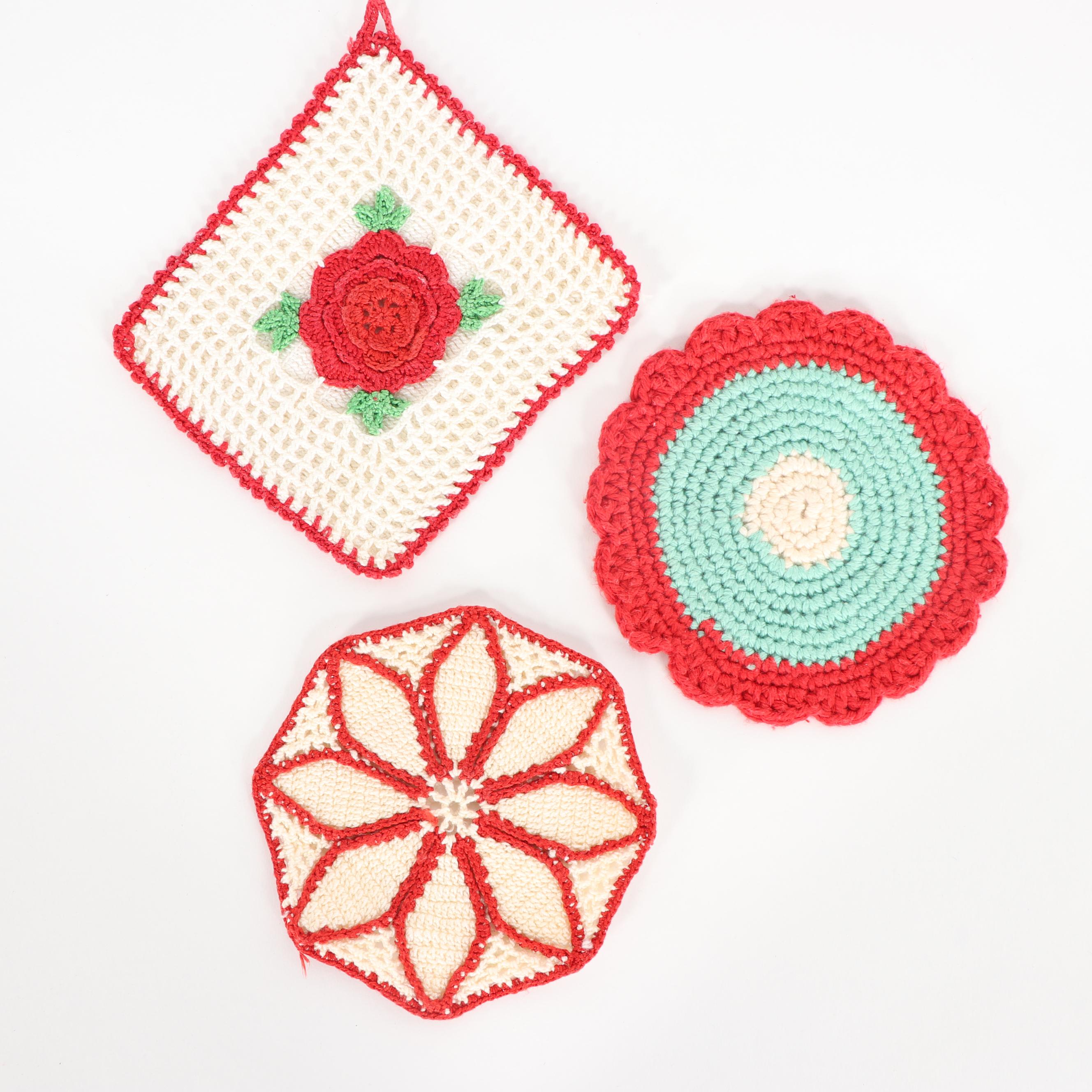 Handmade Crochet Doilies with Doll Clothes and Purses