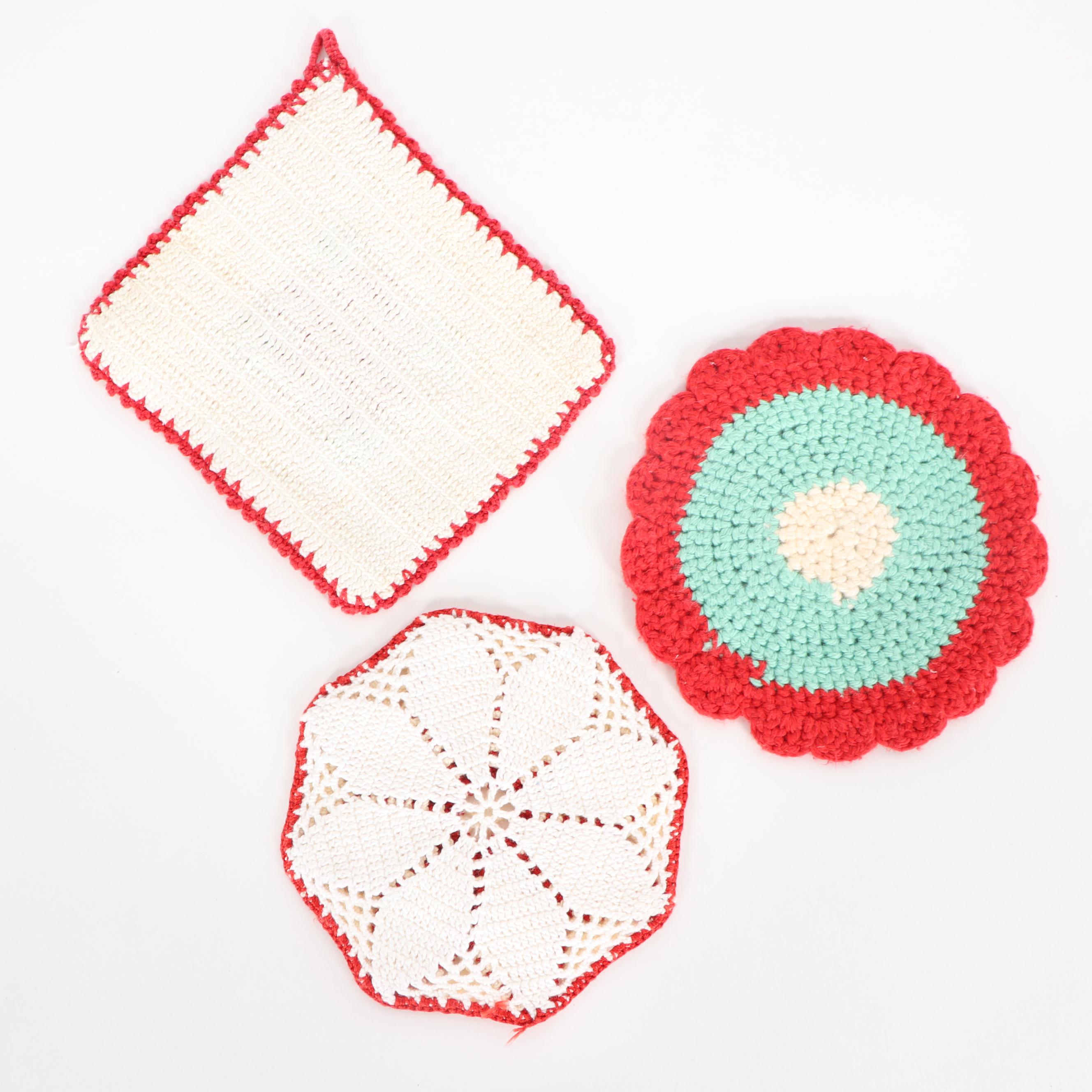Handmade Crochet Doilies with Doll Clothes and Purses