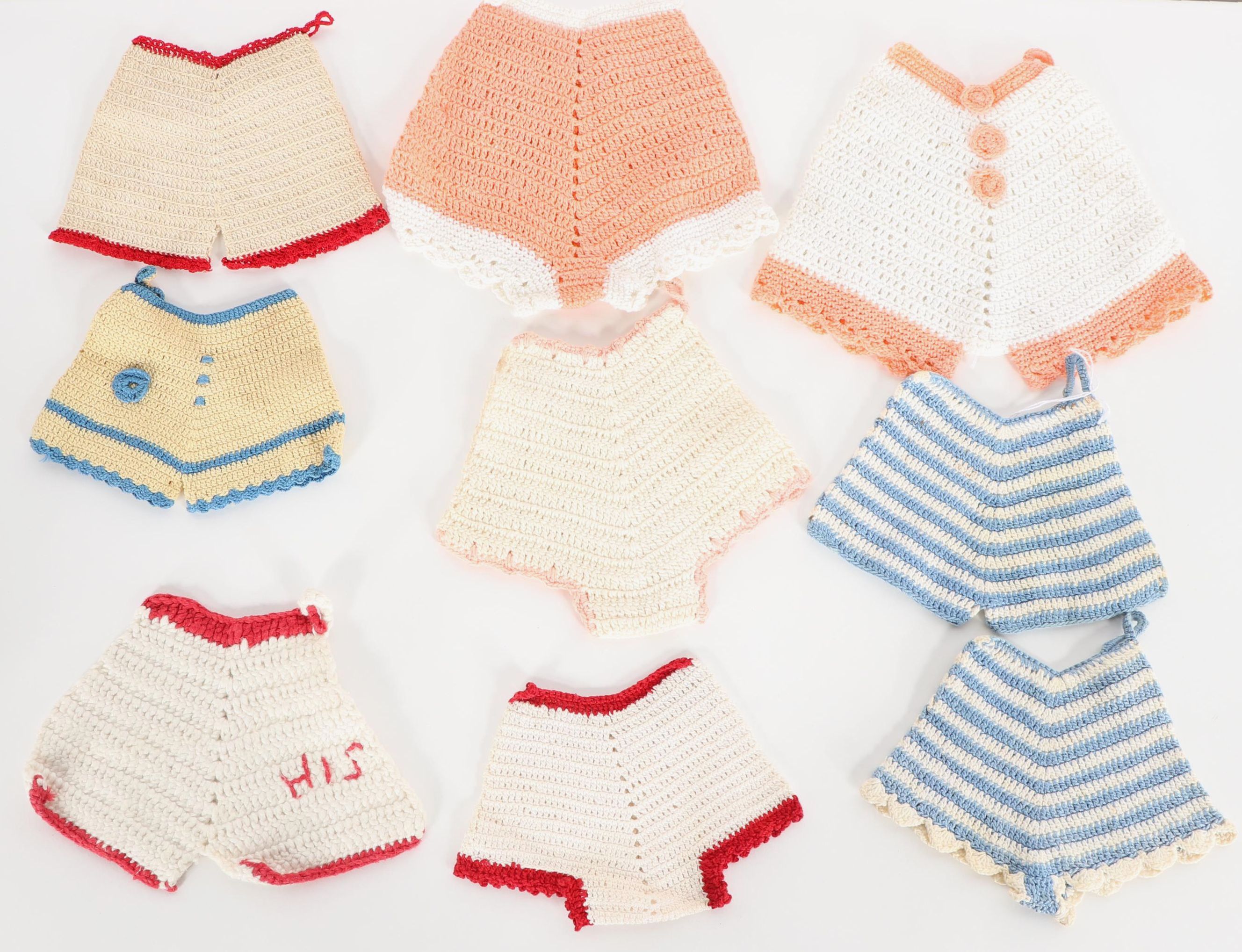 Handmade Crochet Doilies with Doll Clothes and Purses