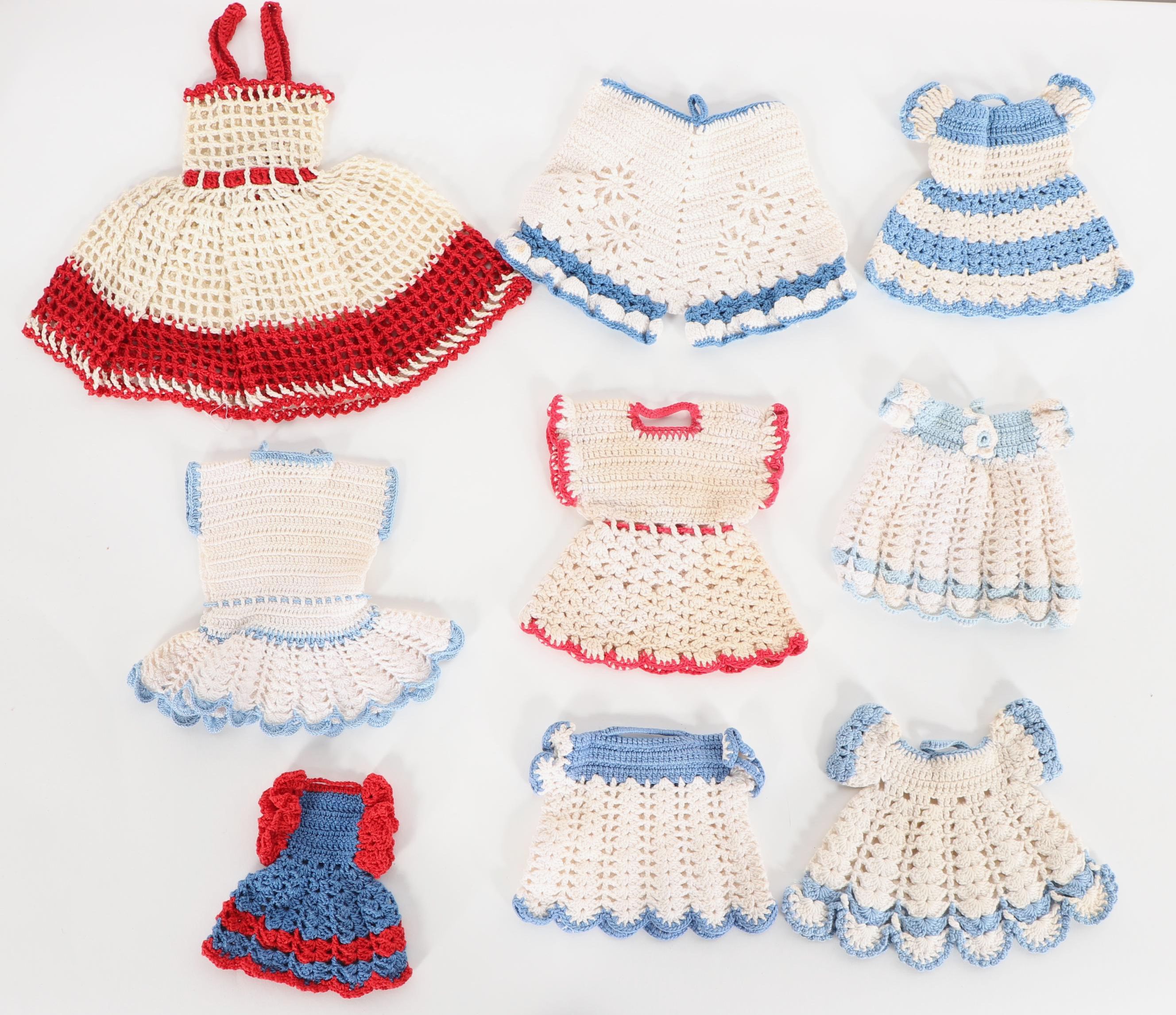 Handmade Crochet Doilies with Doll Clothes and Purses
