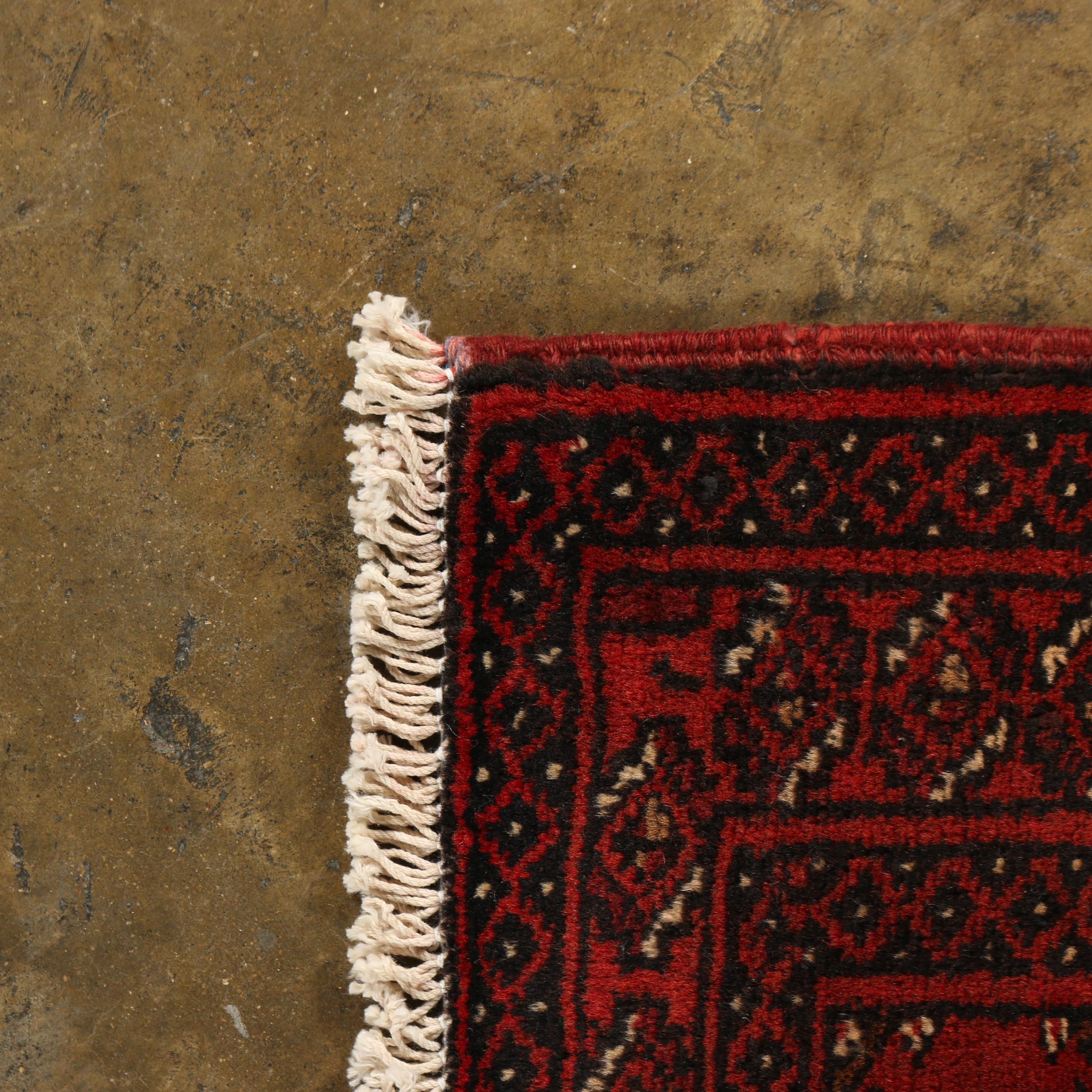 Hand-Knotted Persian Bokhara Wool Rug