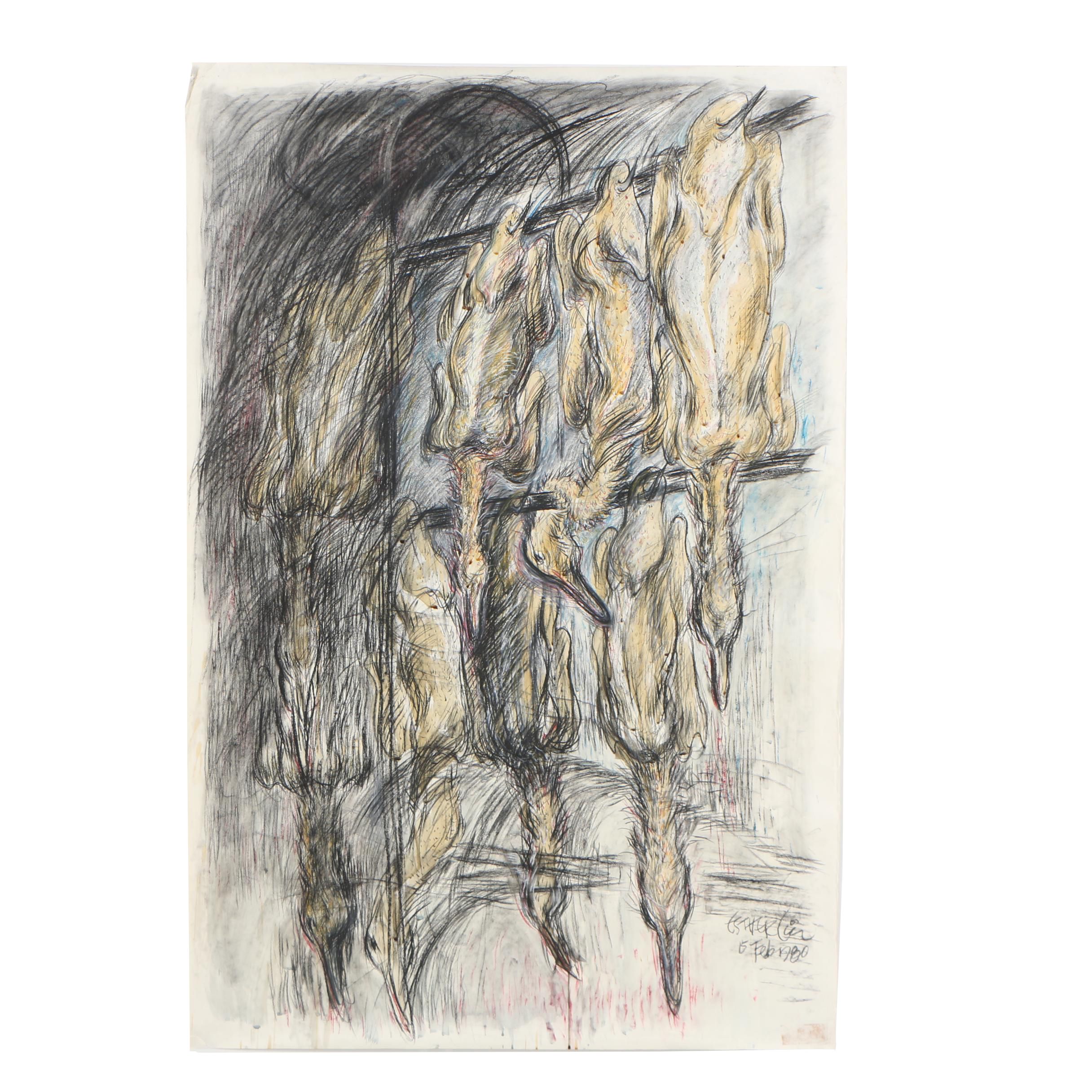 Esther Liu 1980 Pastel Drawing