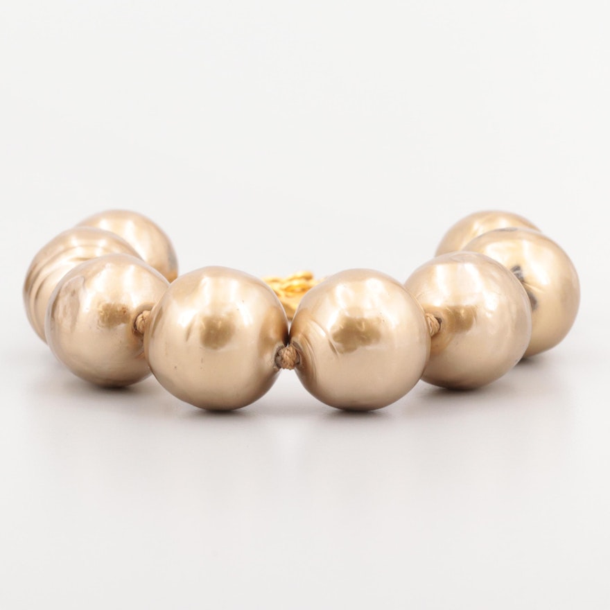 Karl Lagerfeld Gold Tone Imitation Pearl Bracelet