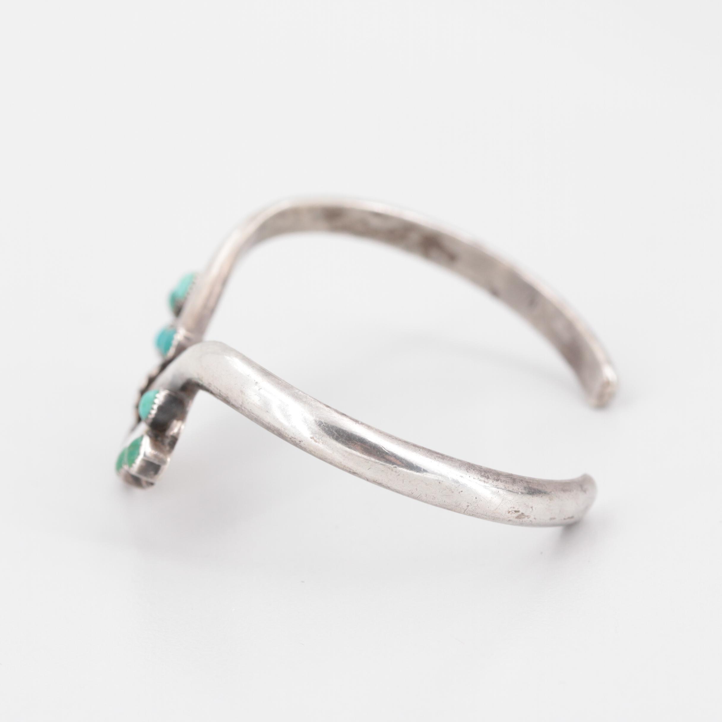 Southwestern Style Sterling Silver Turquoise and Mother of Pearl Cuff Bracelet