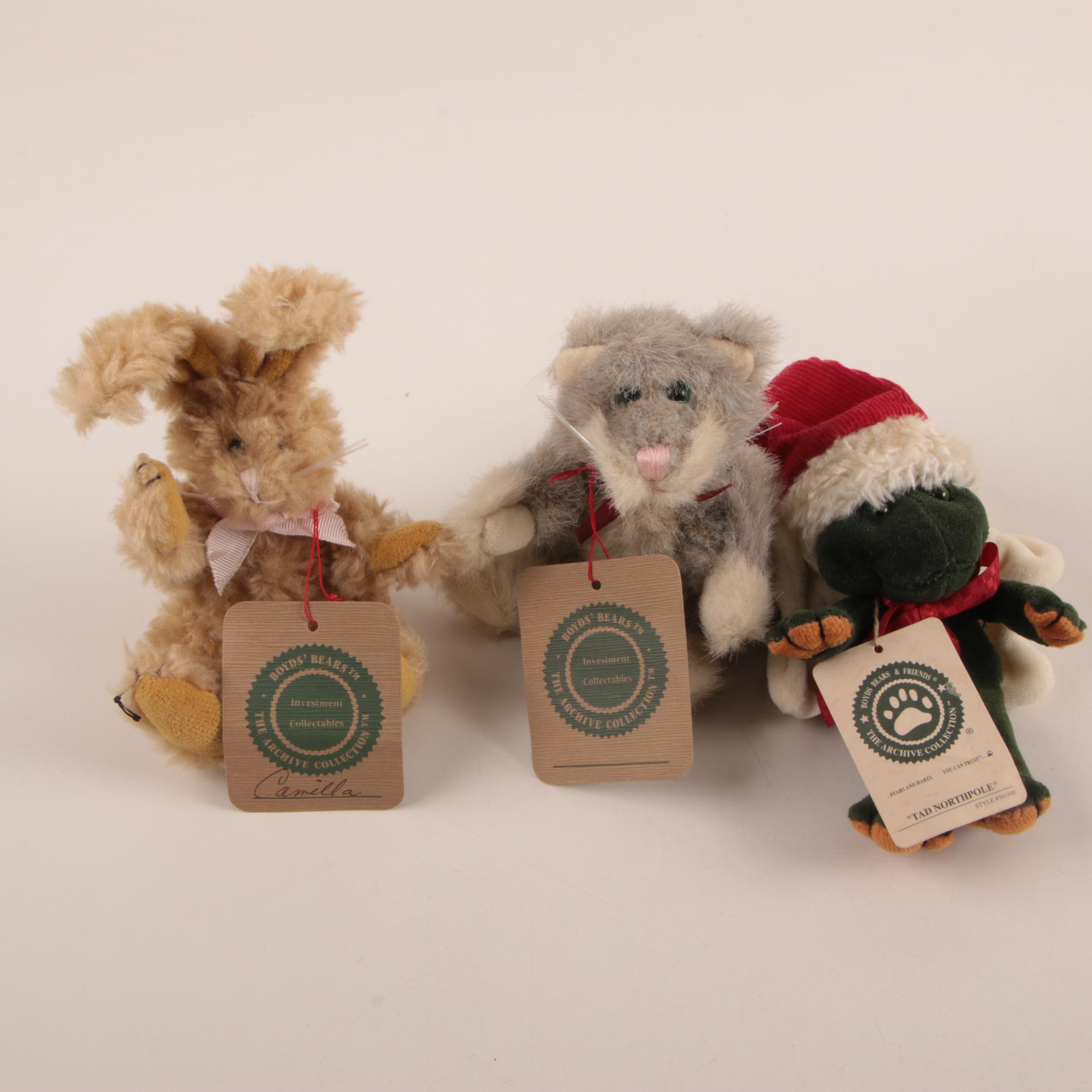 Boyd's Bears Stuffed Animals including "Tad Northpole" and "Camilla"