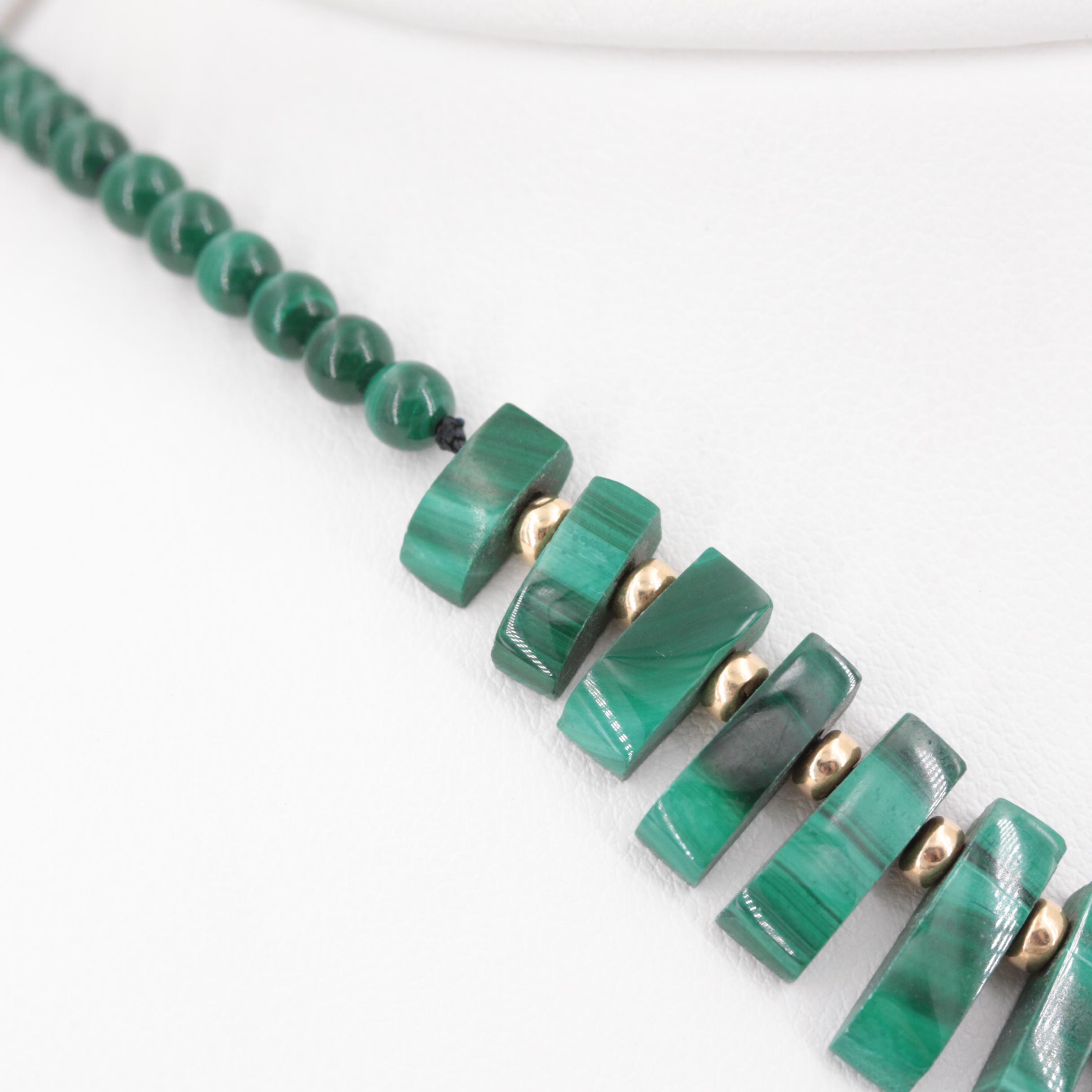 14K Yellow Gold Malachite Necklace