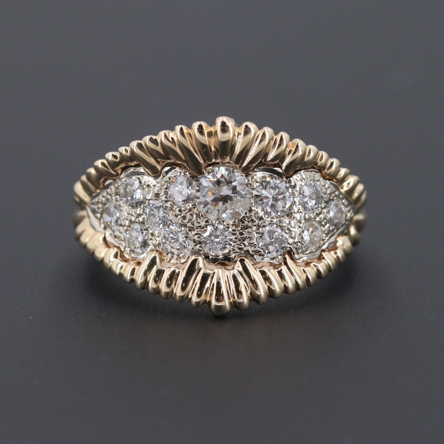 14K Yellow and White Gold Diamond Ring