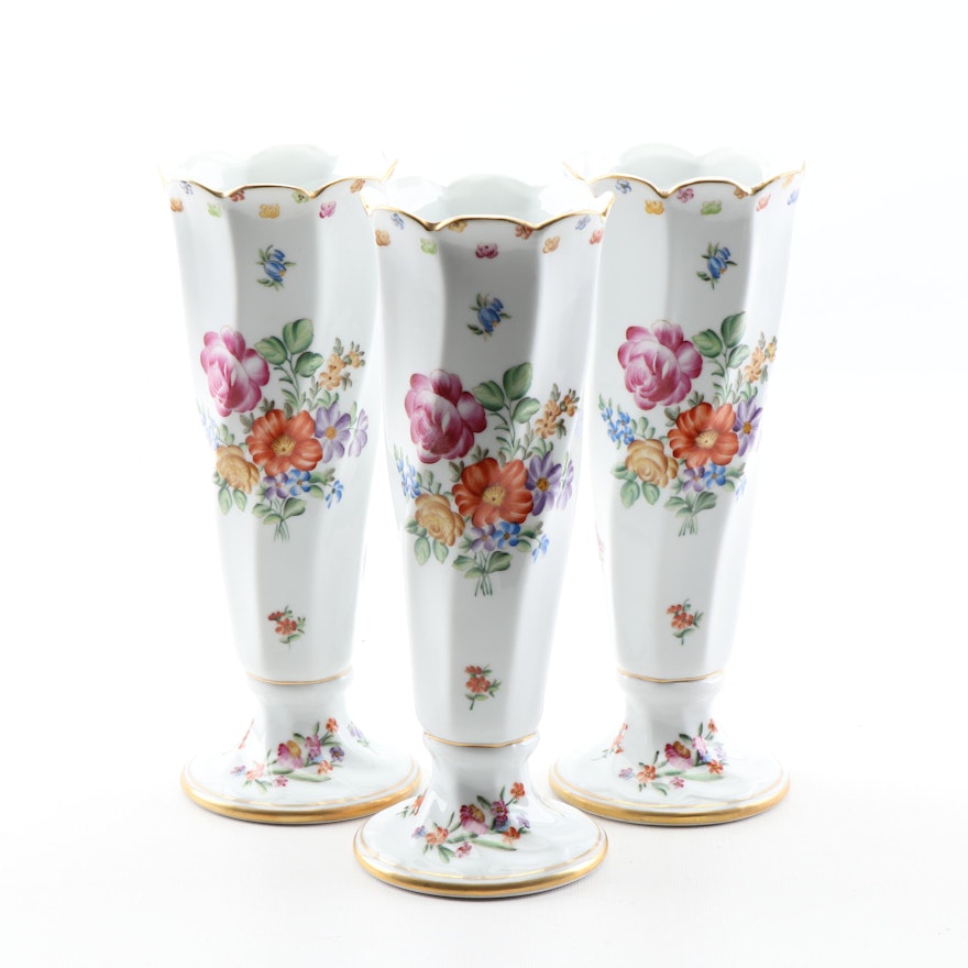Dresden Porcelain Bud Vases, Late 19th Century