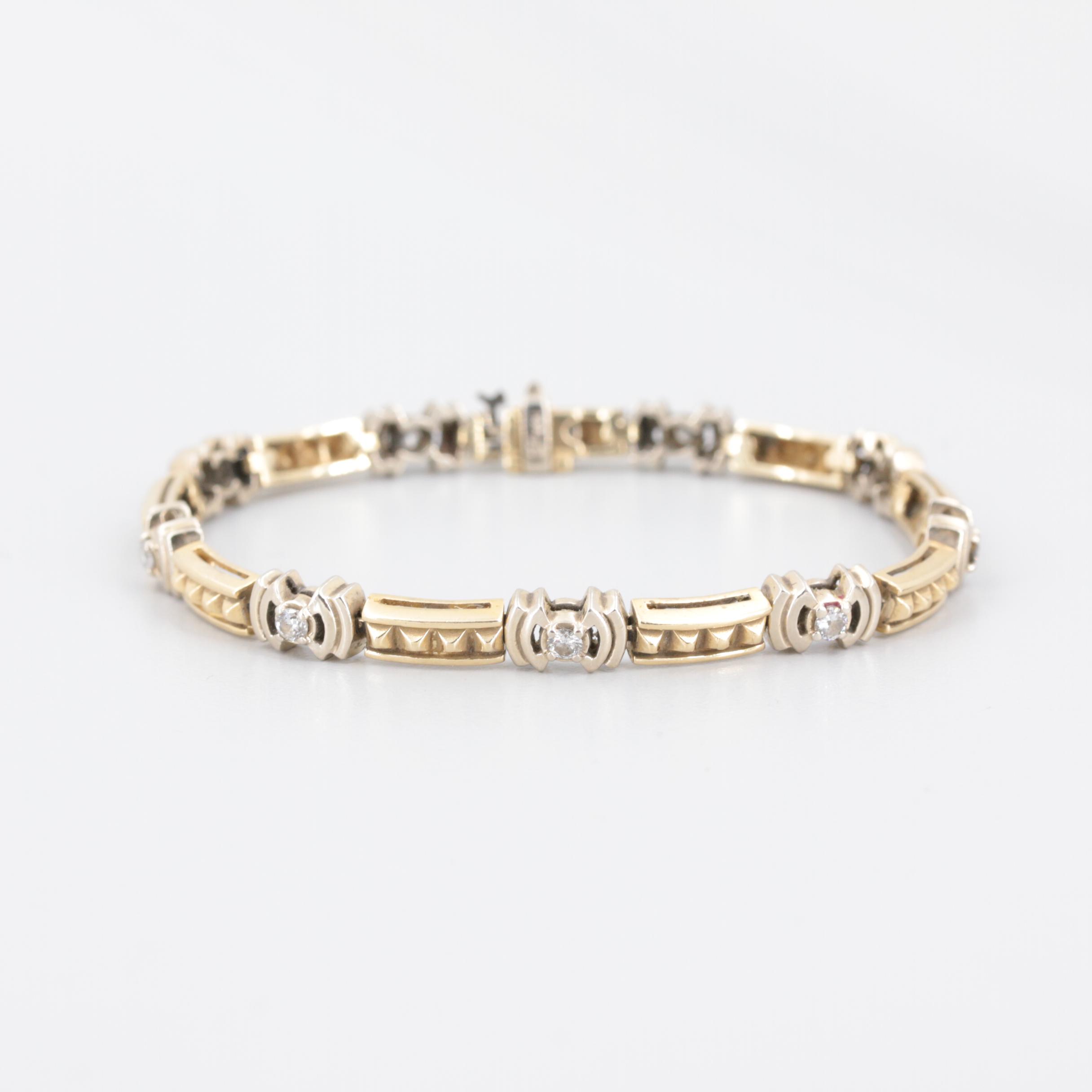 14K Yellow and White Gold Diamond Bracelet