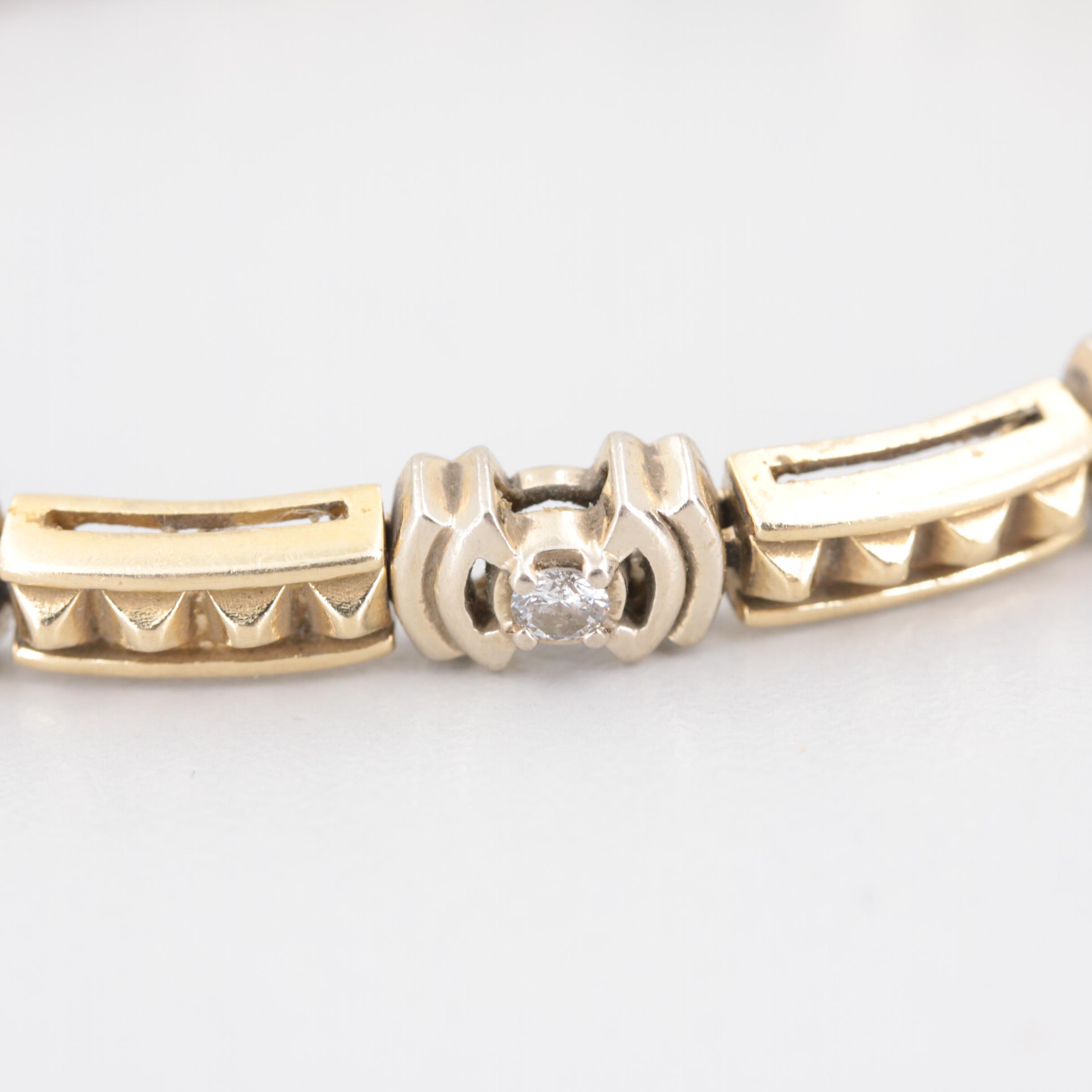 14K Yellow and White Gold Diamond Bracelet