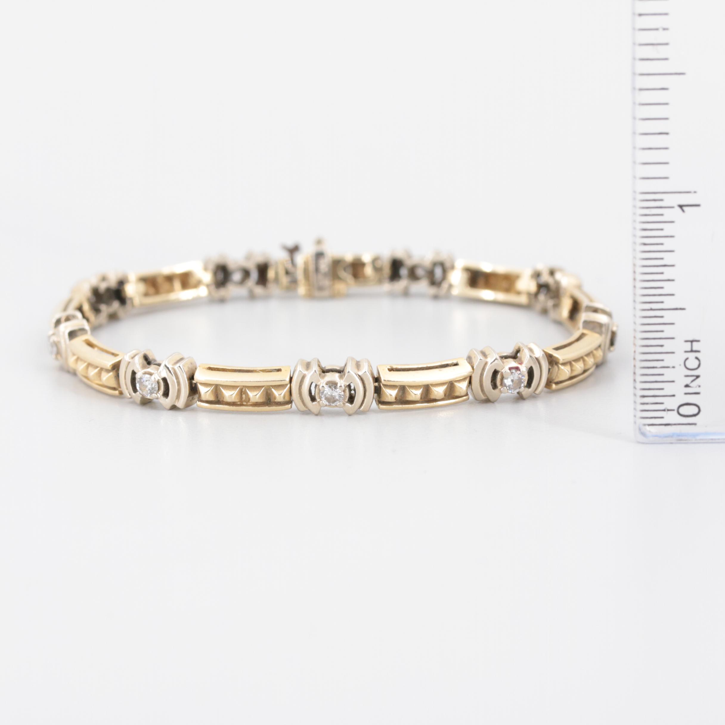 14K Yellow and White Gold Diamond Bracelet