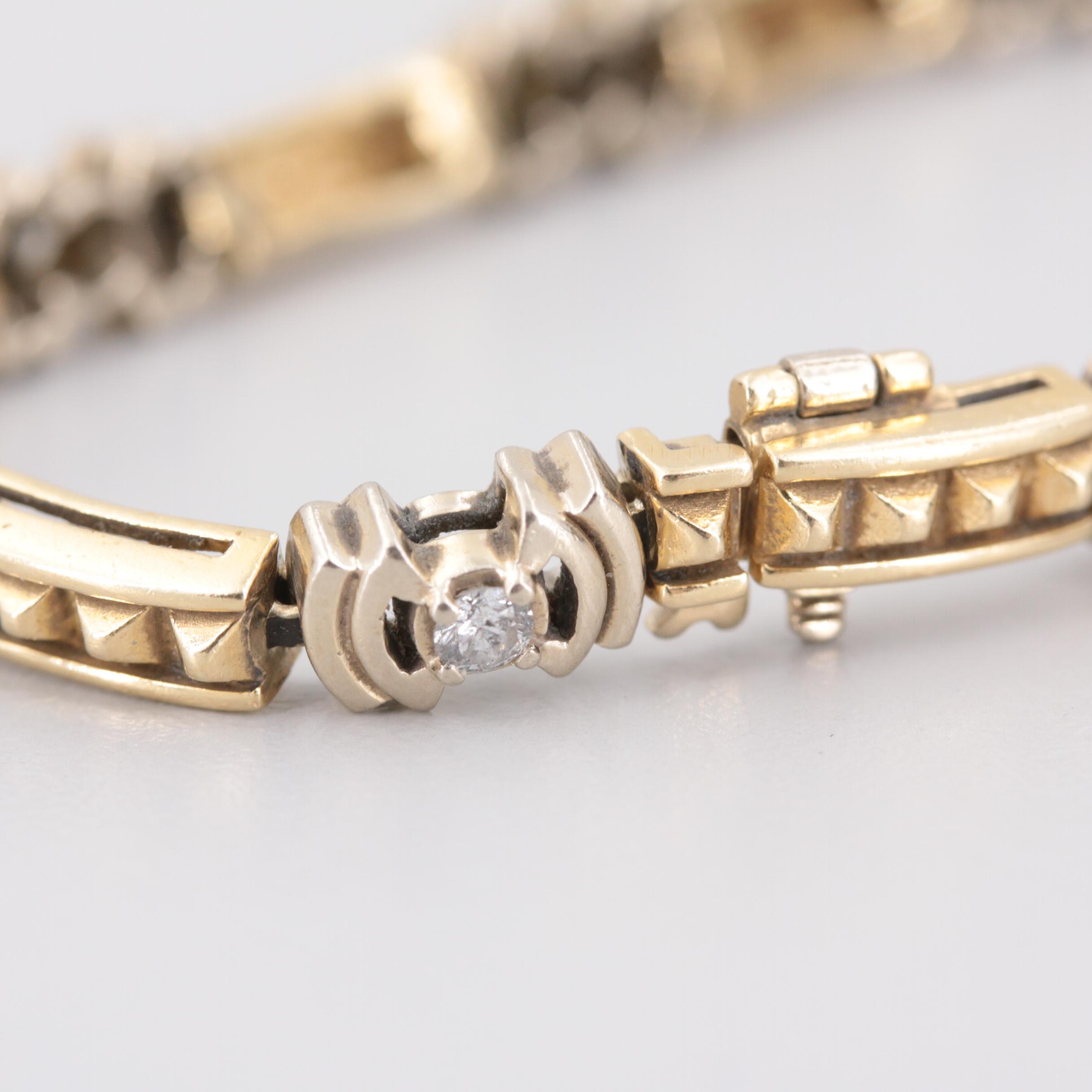 14K Yellow and White Gold Diamond Bracelet