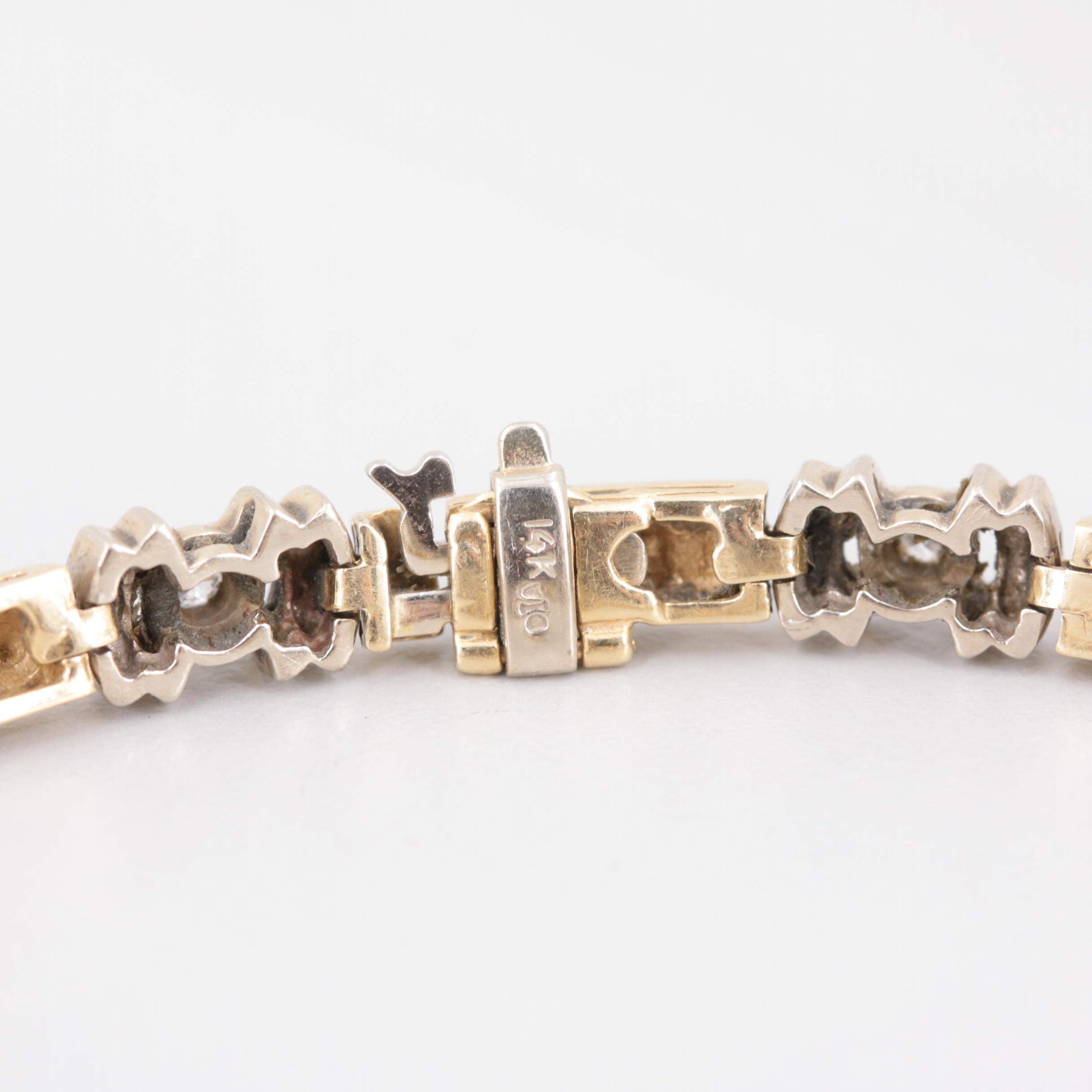14K Yellow and White Gold Diamond Bracelet