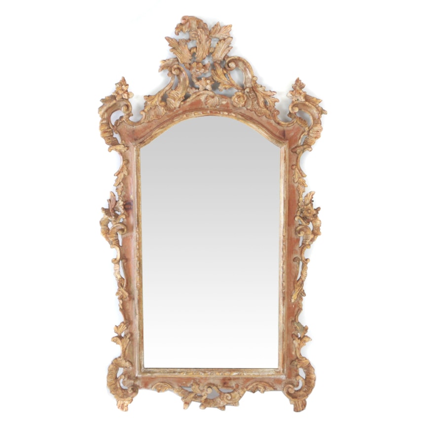 Rococo Style Giltwood Mirror, Probably Italian, 20th Century