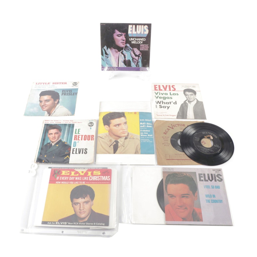 Elvis Presley 45 RPM Vinyl Records Including "Viva Las Vegas"