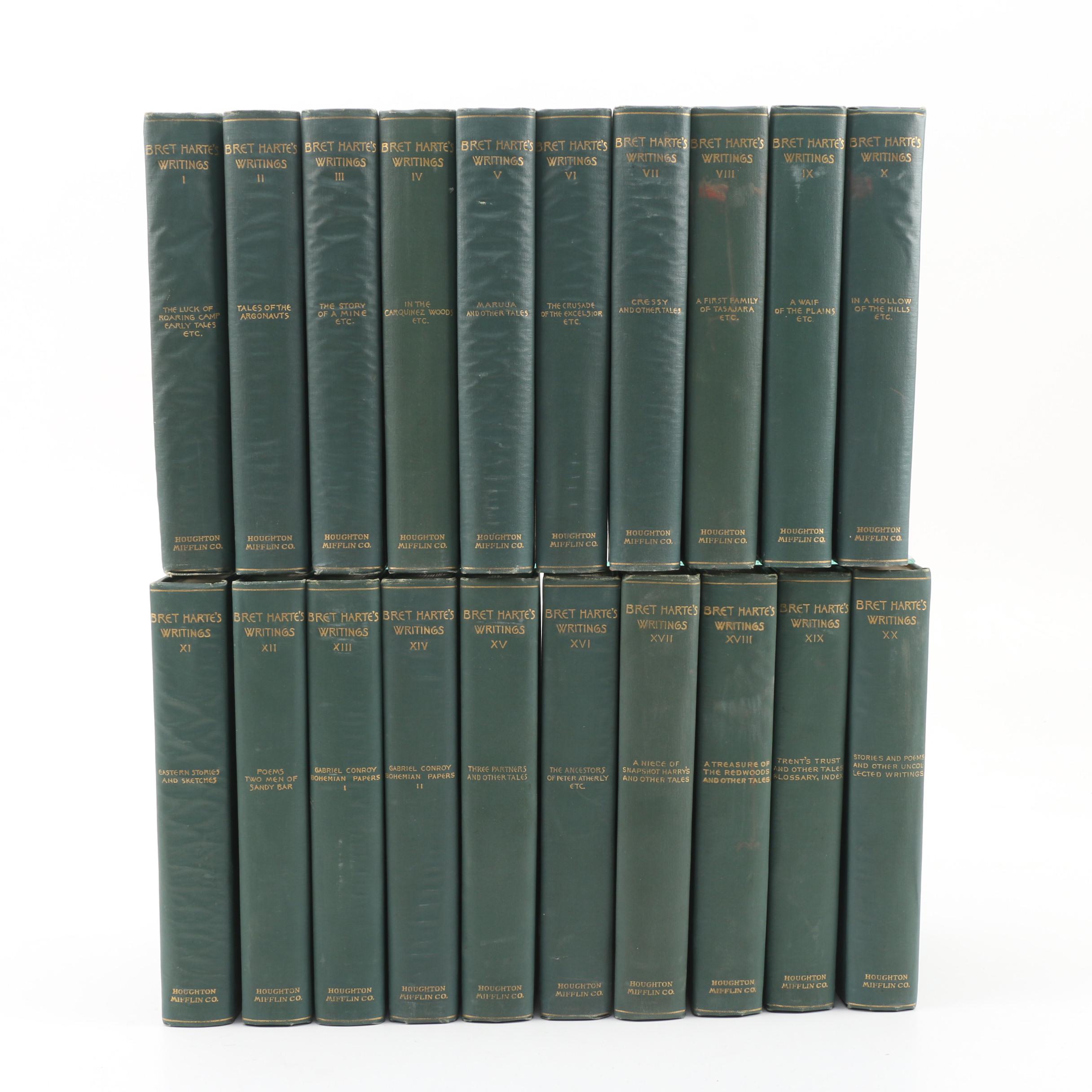 Complete "The Writings of Bret Harte" Standard Library Edition Book Set, 1910s