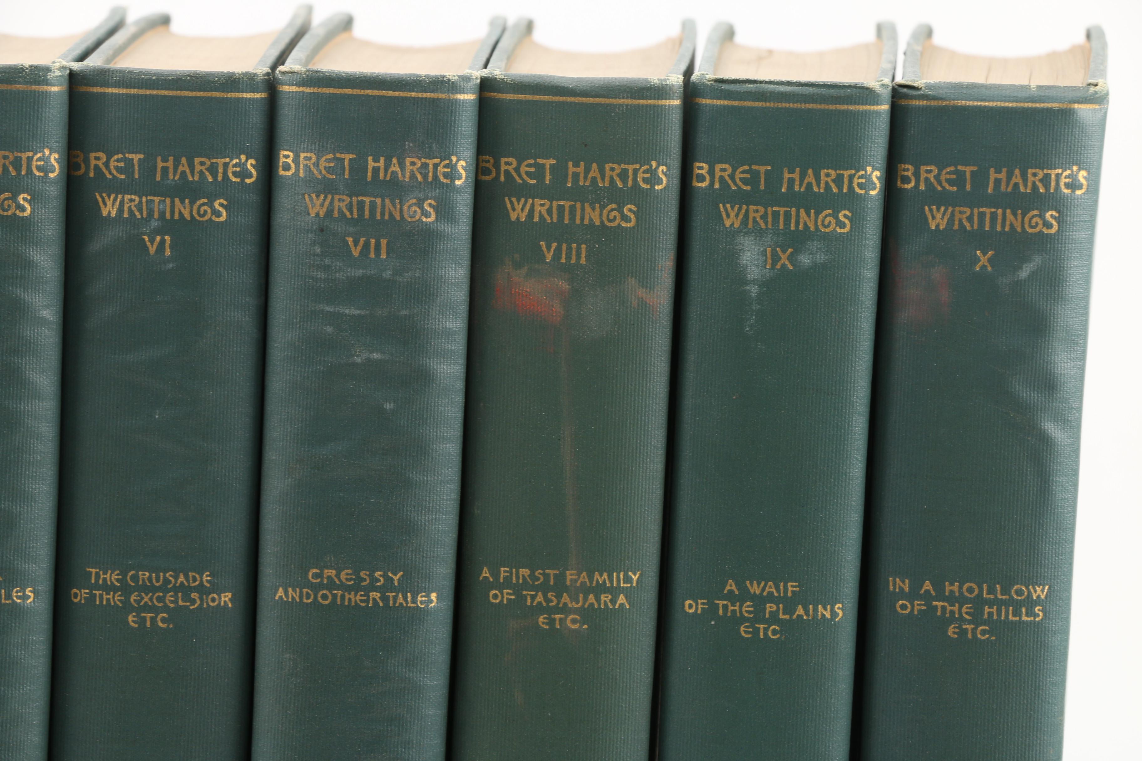 Complete "The Writings of Bret Harte" Standard Library Edition Book Set, 1910s