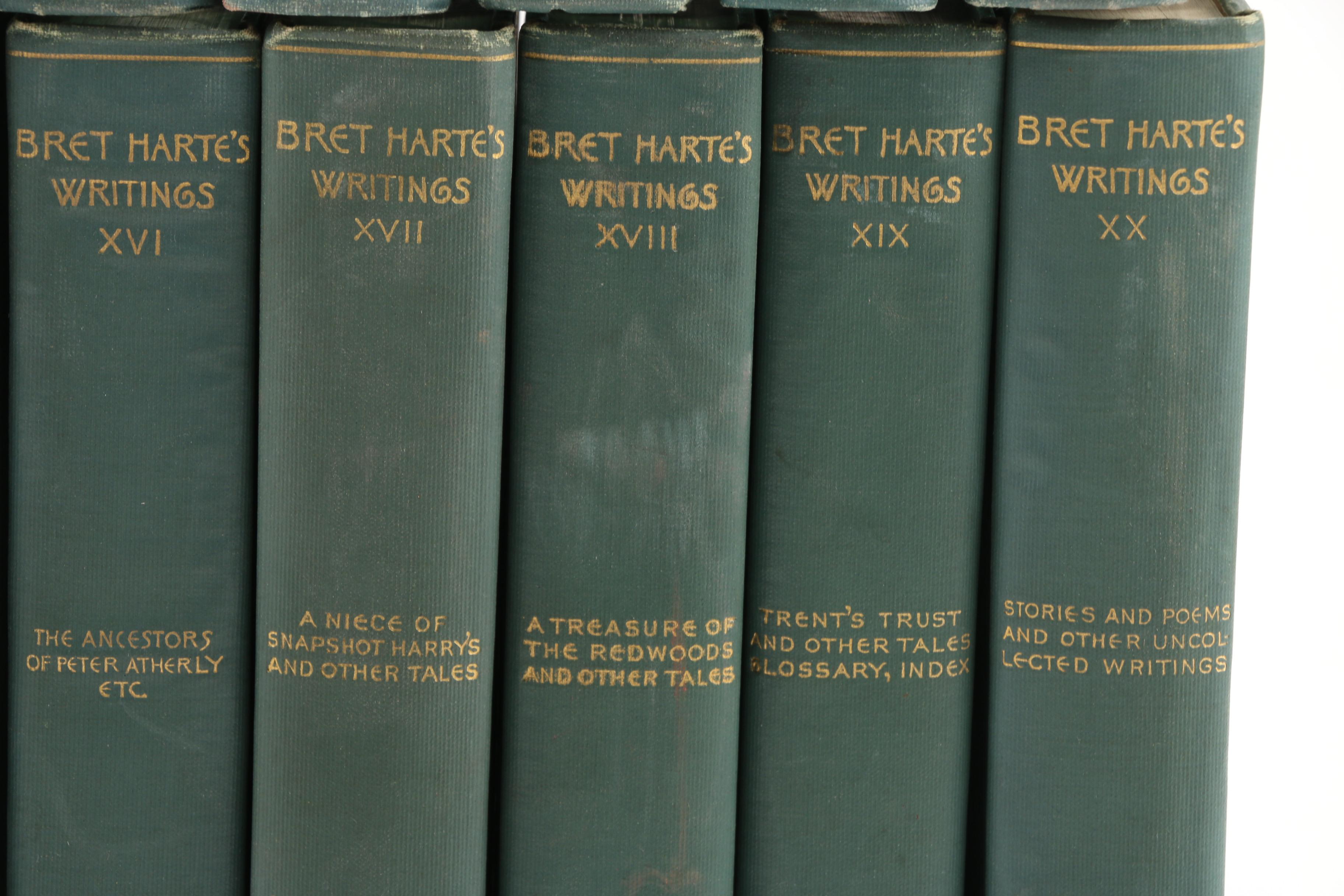 Complete "The Writings of Bret Harte" Standard Library Edition Book Set, 1910s