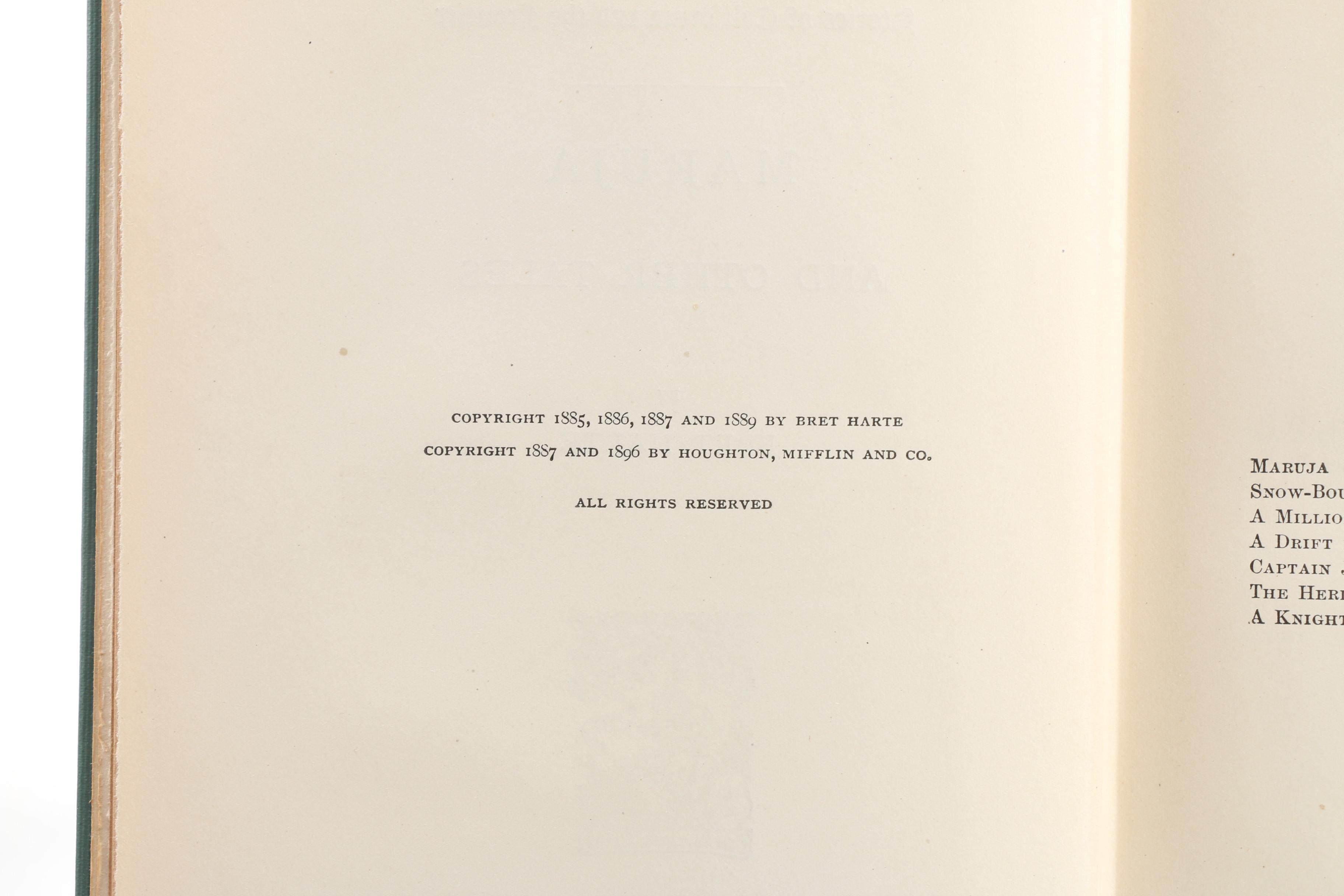 Complete "The Writings of Bret Harte" Standard Library Edition Book Set, 1910s