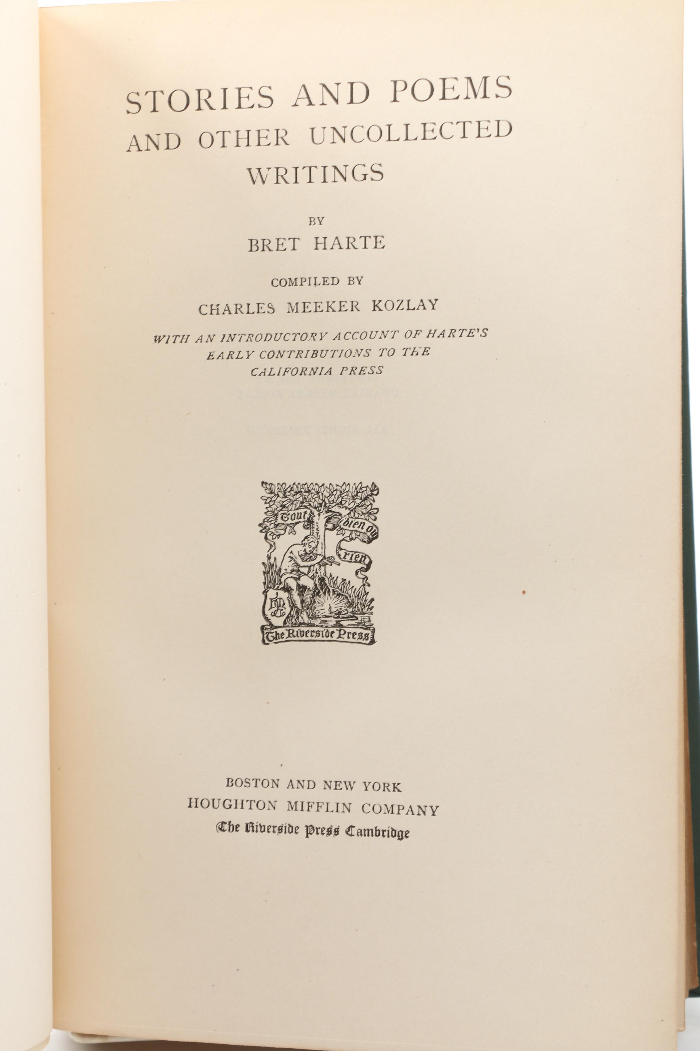 Complete "The Writings of Bret Harte" Standard Library Edition Book Set, 1910s