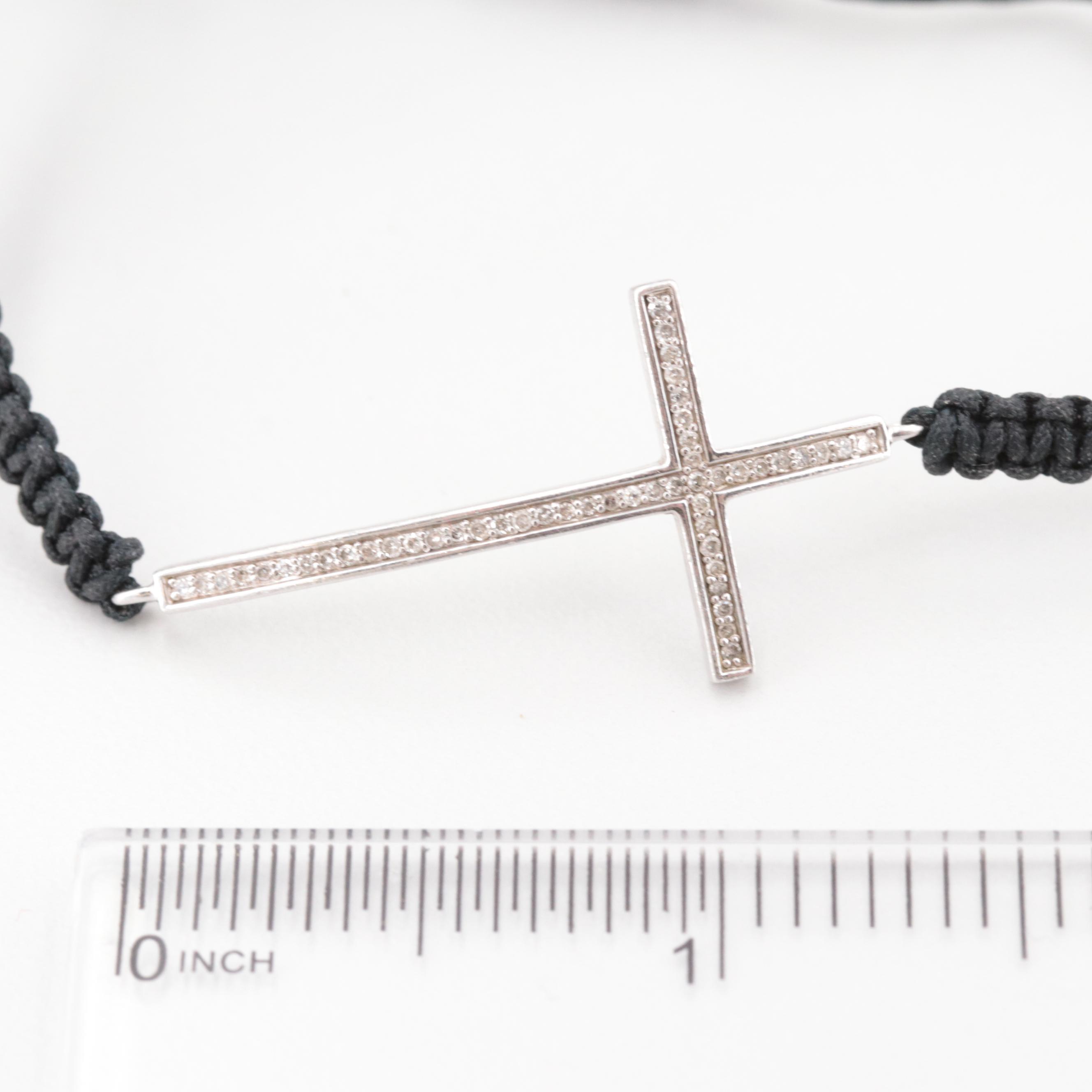 Sterling Silver Diamond Cross Bracelet