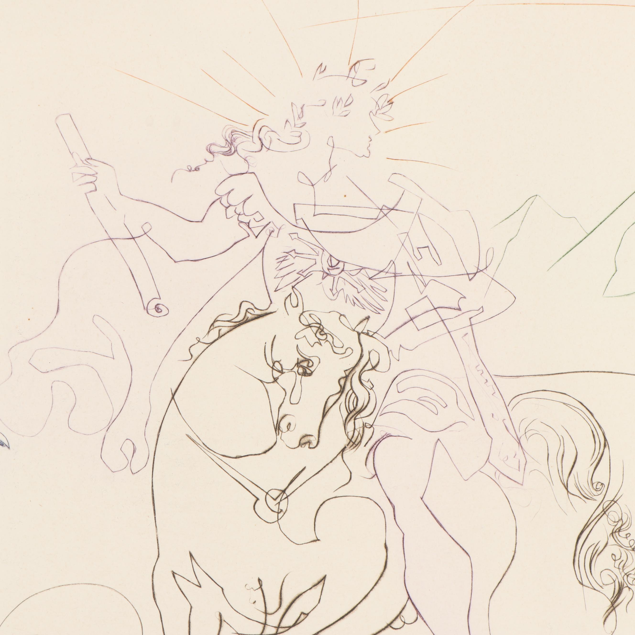 Salvador Dalí Etching "Famous Loves: Caesar and Cleopatra"