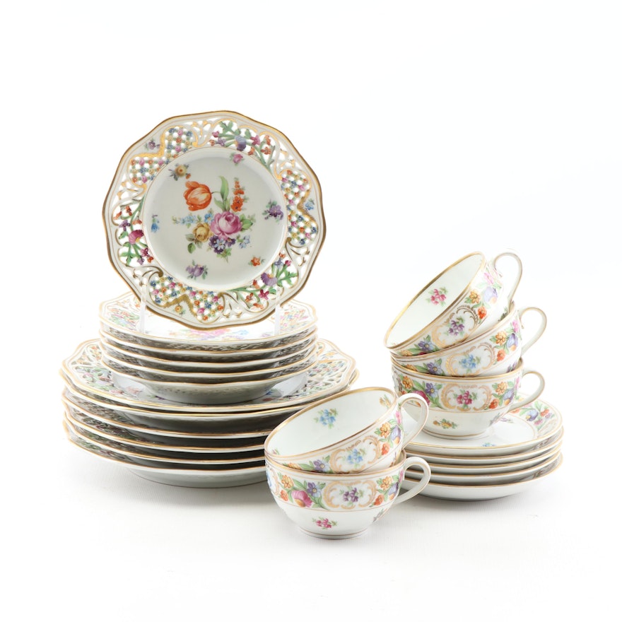 Schumann Bavaria "Royal Dresdner Art" Pierced Porcelain Dinnerware