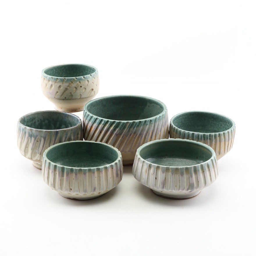 Chris Powell Wheel Thrown and Textured Stoneware Bowls