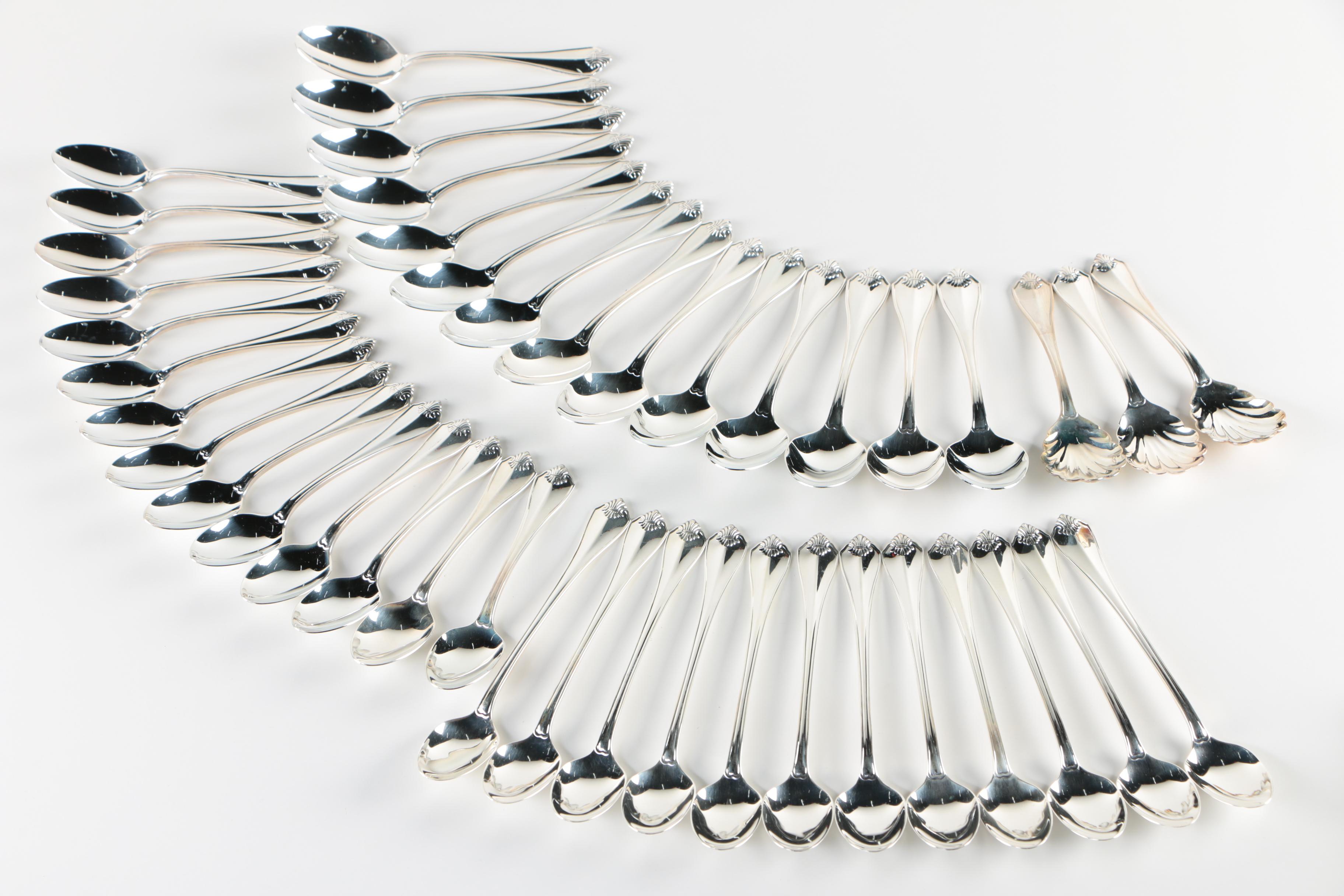 Oneida "King James" Silver Plate Flatware with Chest, Late 20th Century