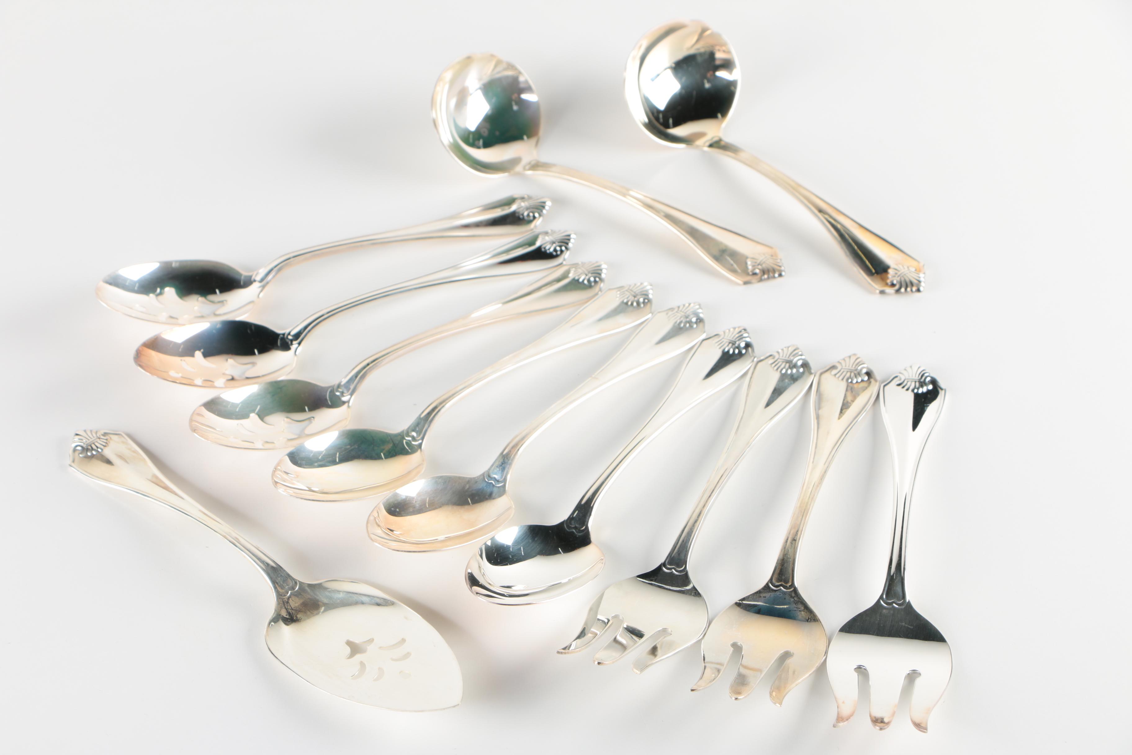 Oneida "King James" Silver Plate Flatware with Chest, Late 20th Century